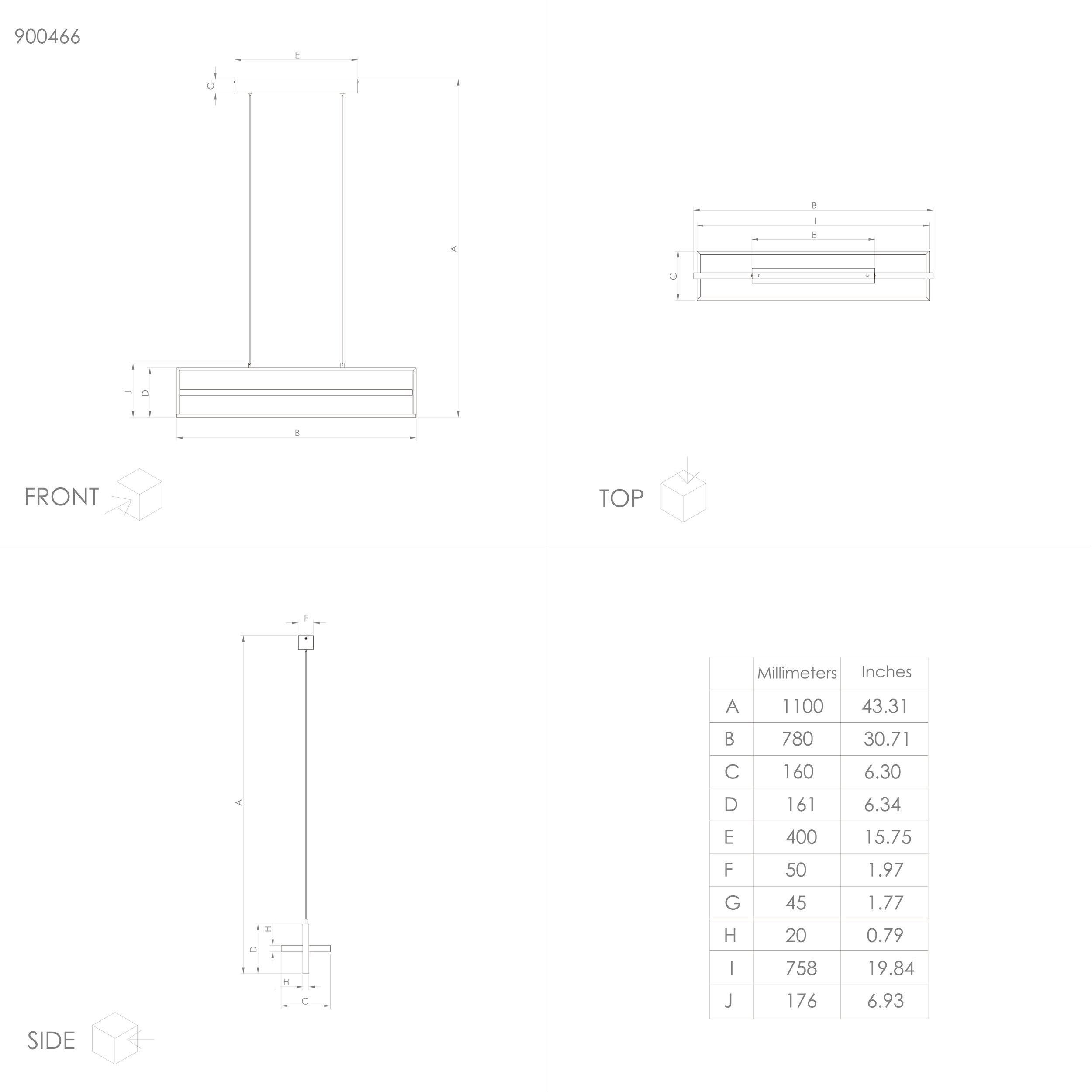 Suspension LED dimmable SIBERIA noir L78cm