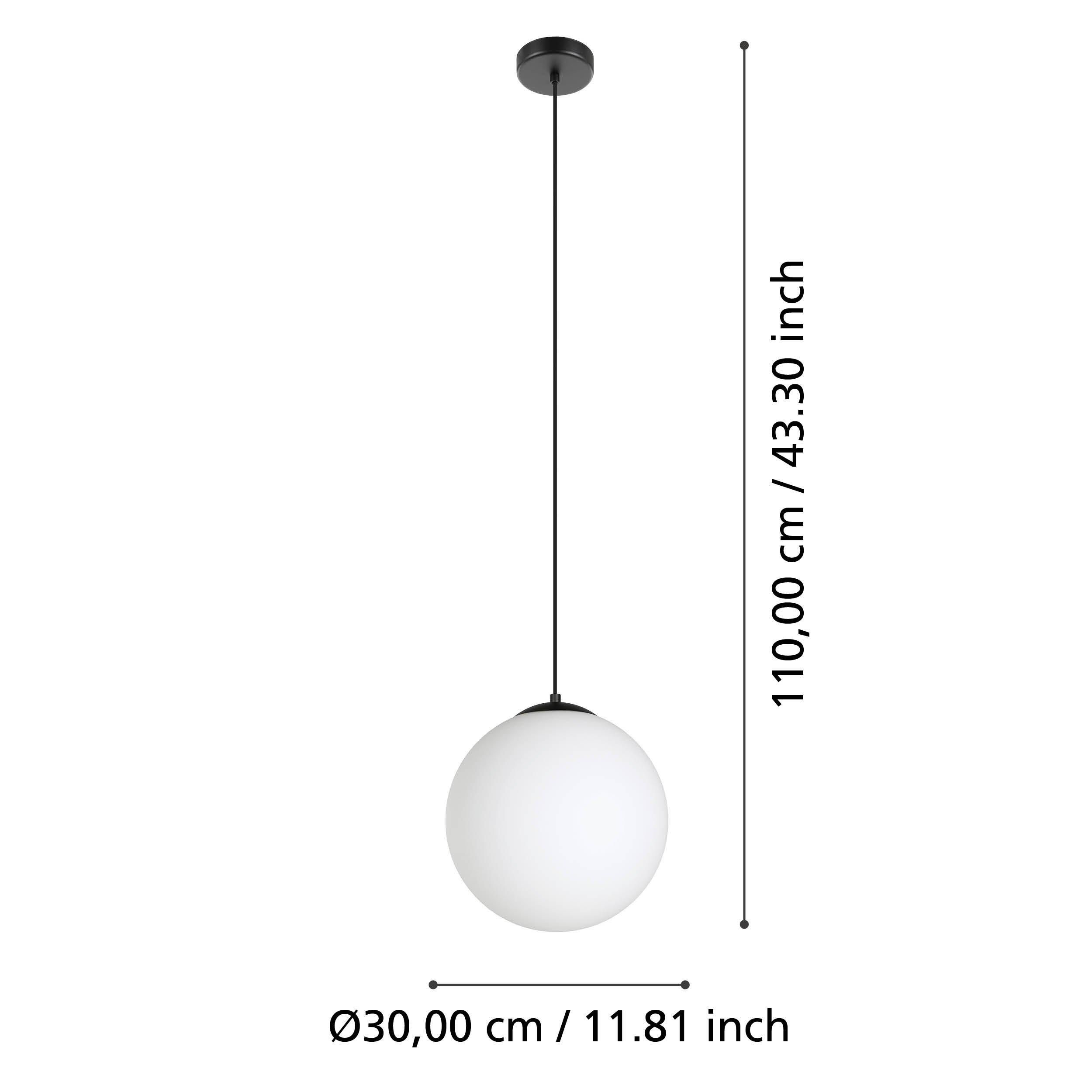 Suspension RONDO verre opalin/noir Ø30cm