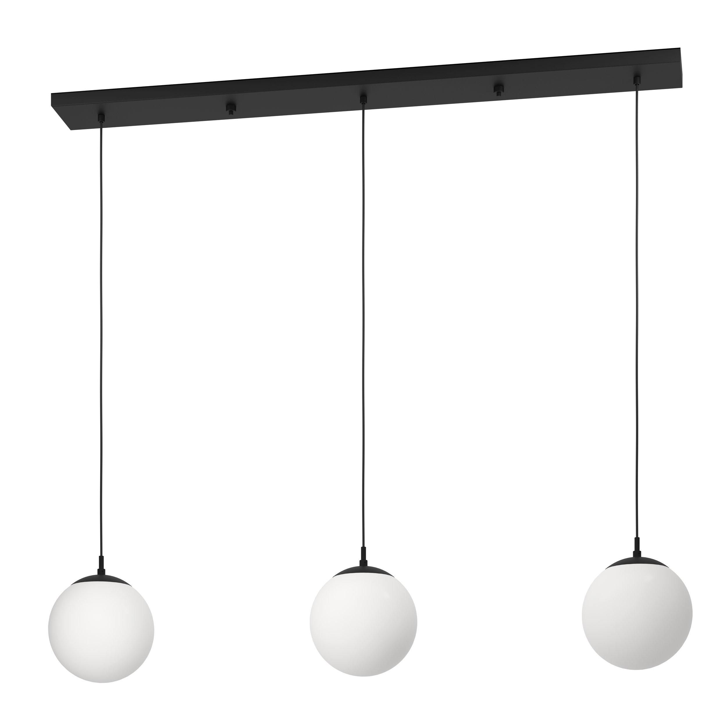 Suspension RONDO verre opalin/noir L121cm