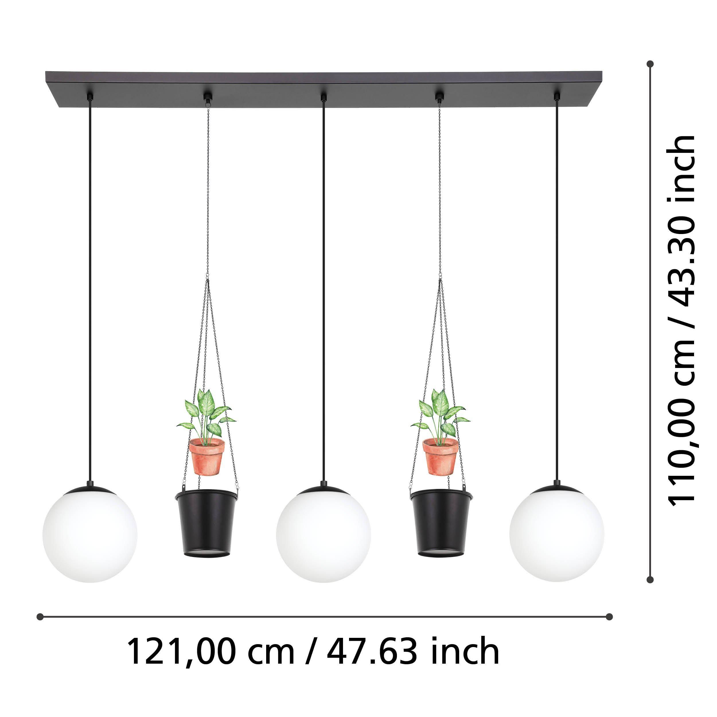 Suspension RONDO verre opalin/noir L121cm