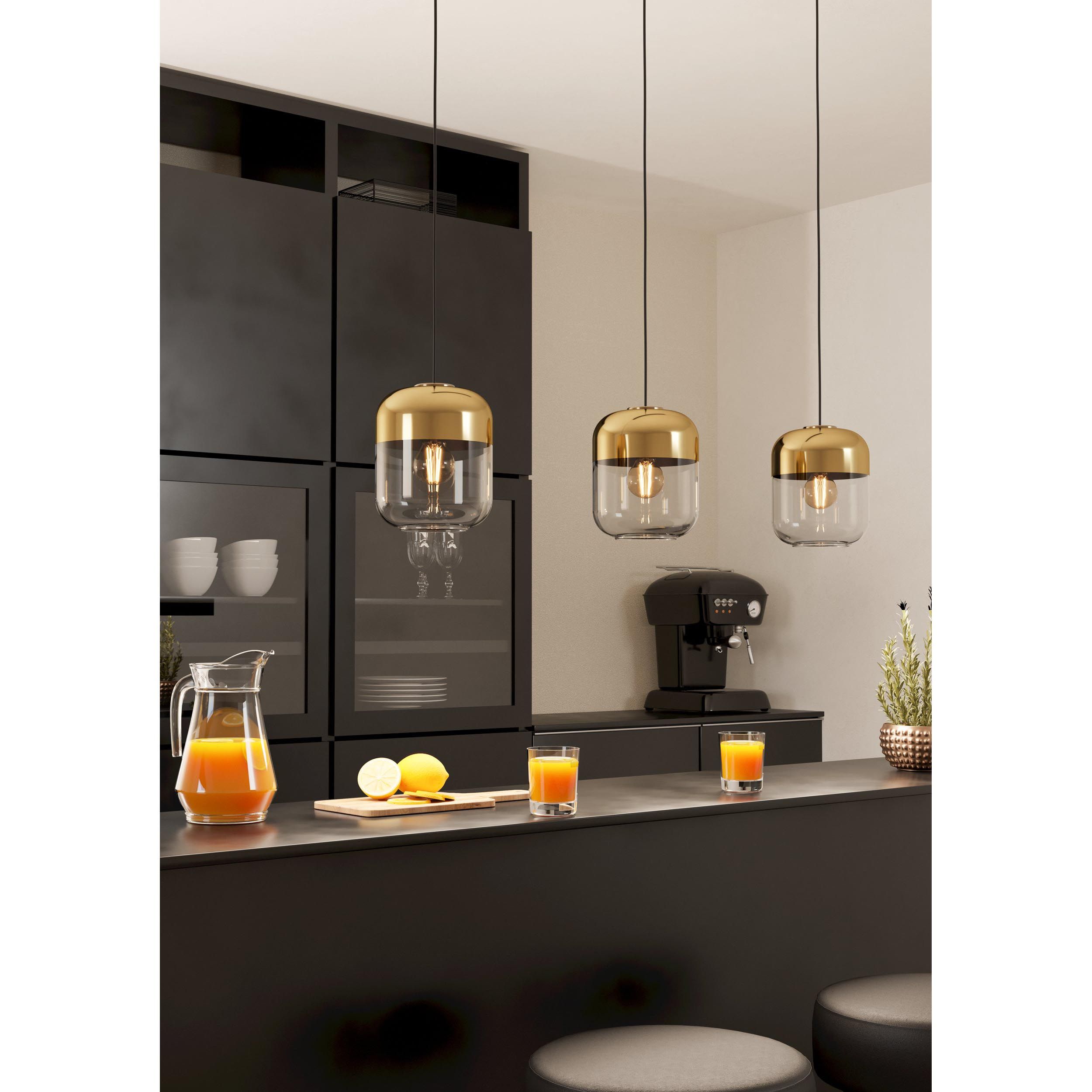 Suspension MARYVILLA verre transparent/doré L87cm