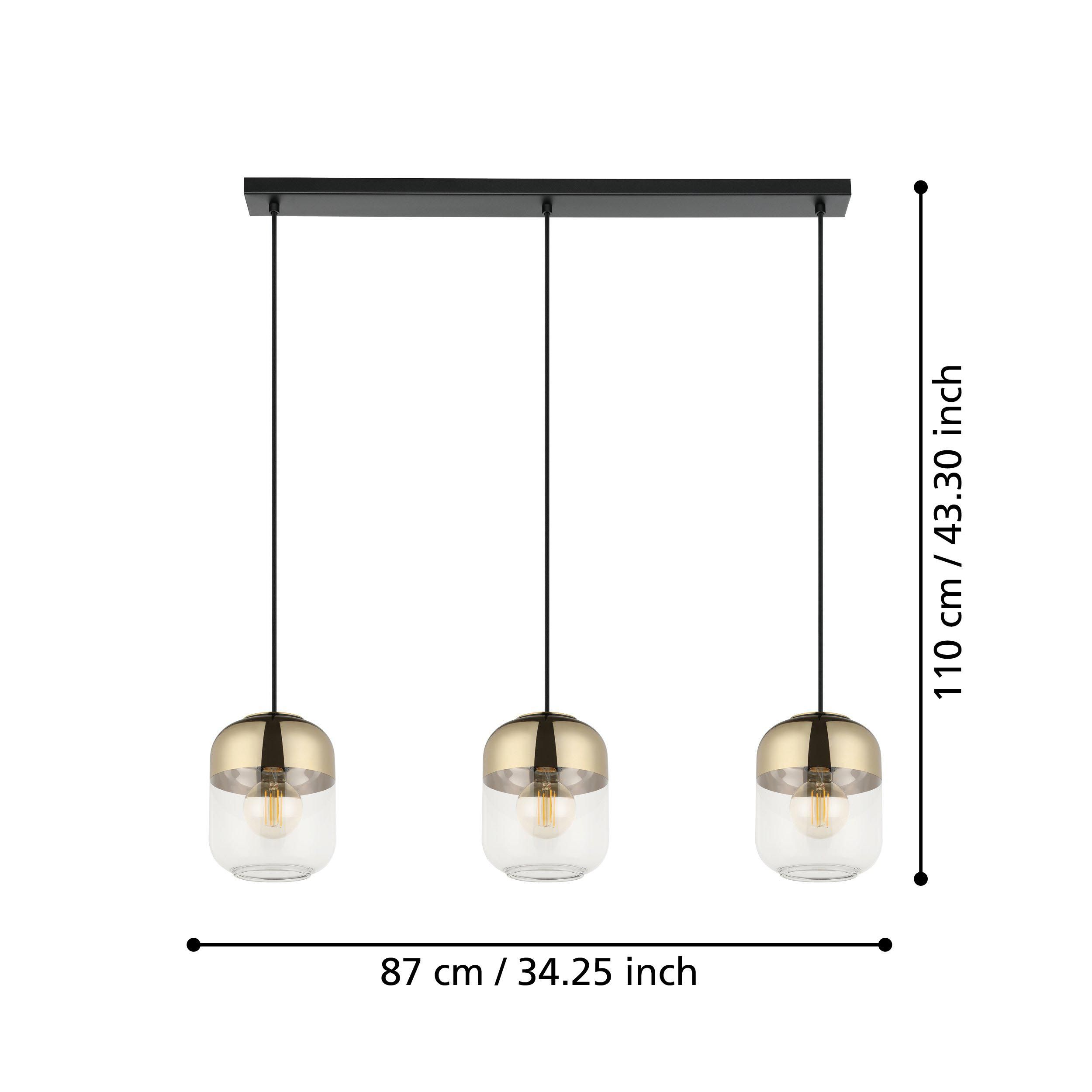 Suspension MARYVILLA verre transparent/doré L87cm