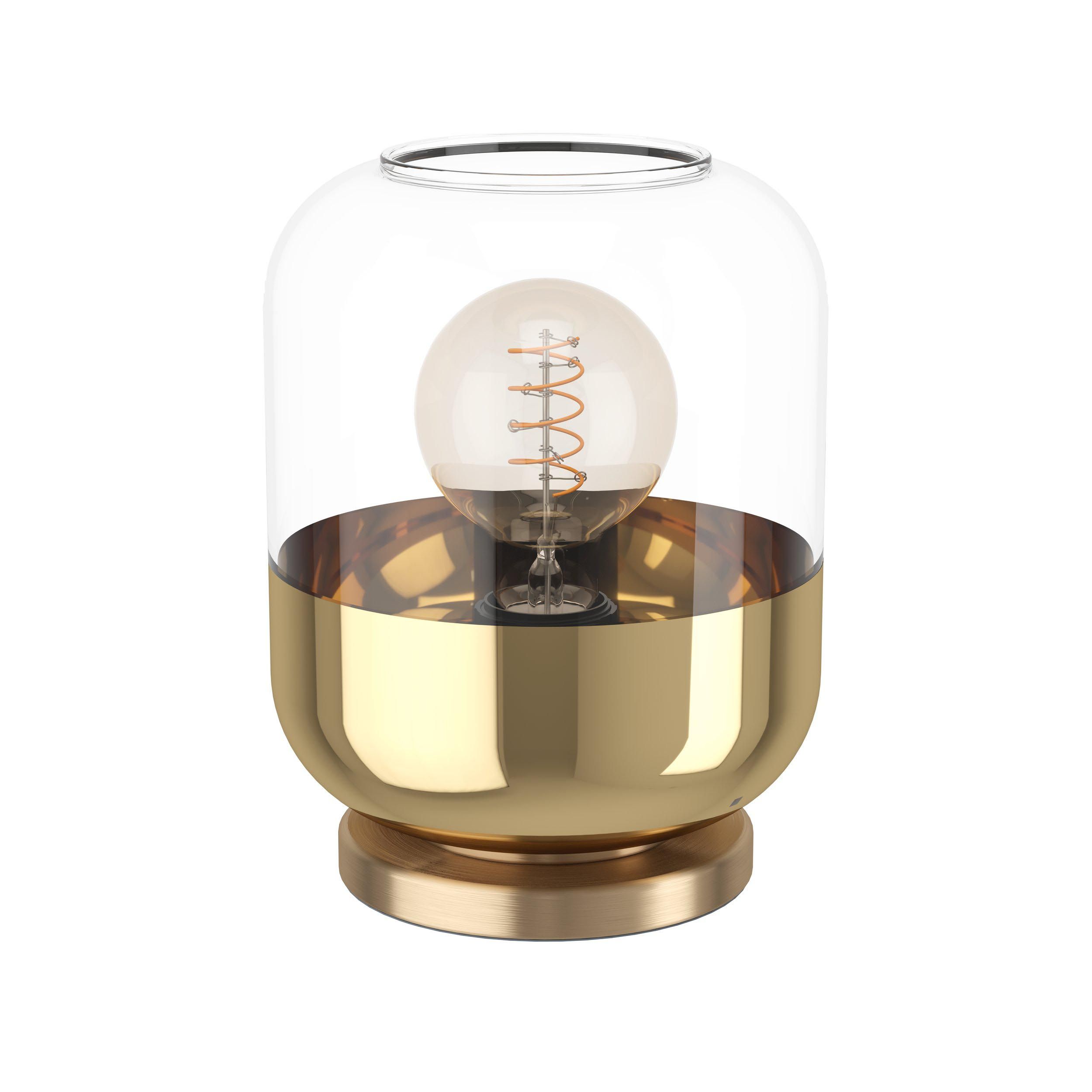 Lampe à poser MARYVILLA verre transparent/doré H23cm