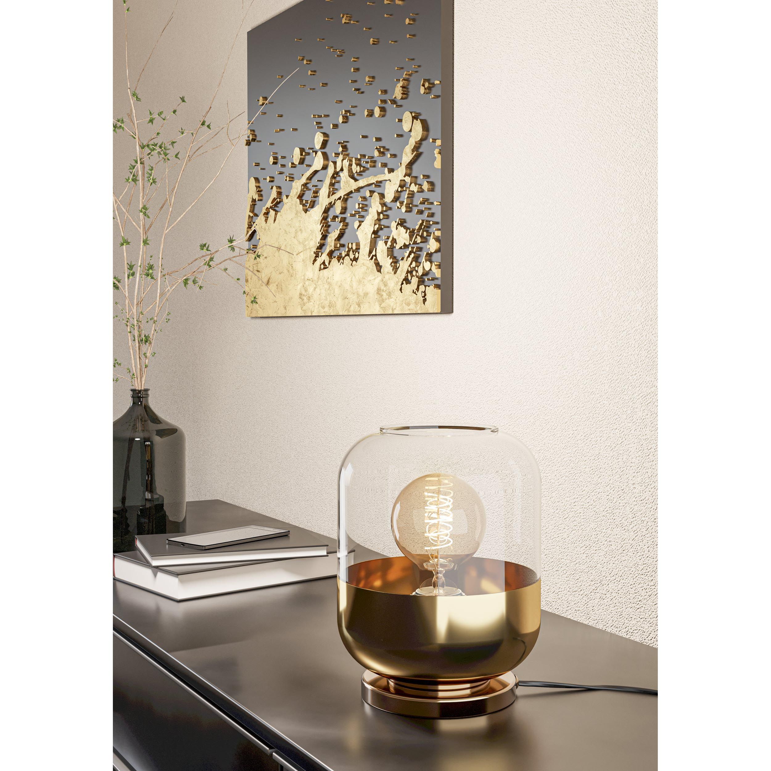 Lampe à poser MARYVILLA verre transparent/doré H23cm