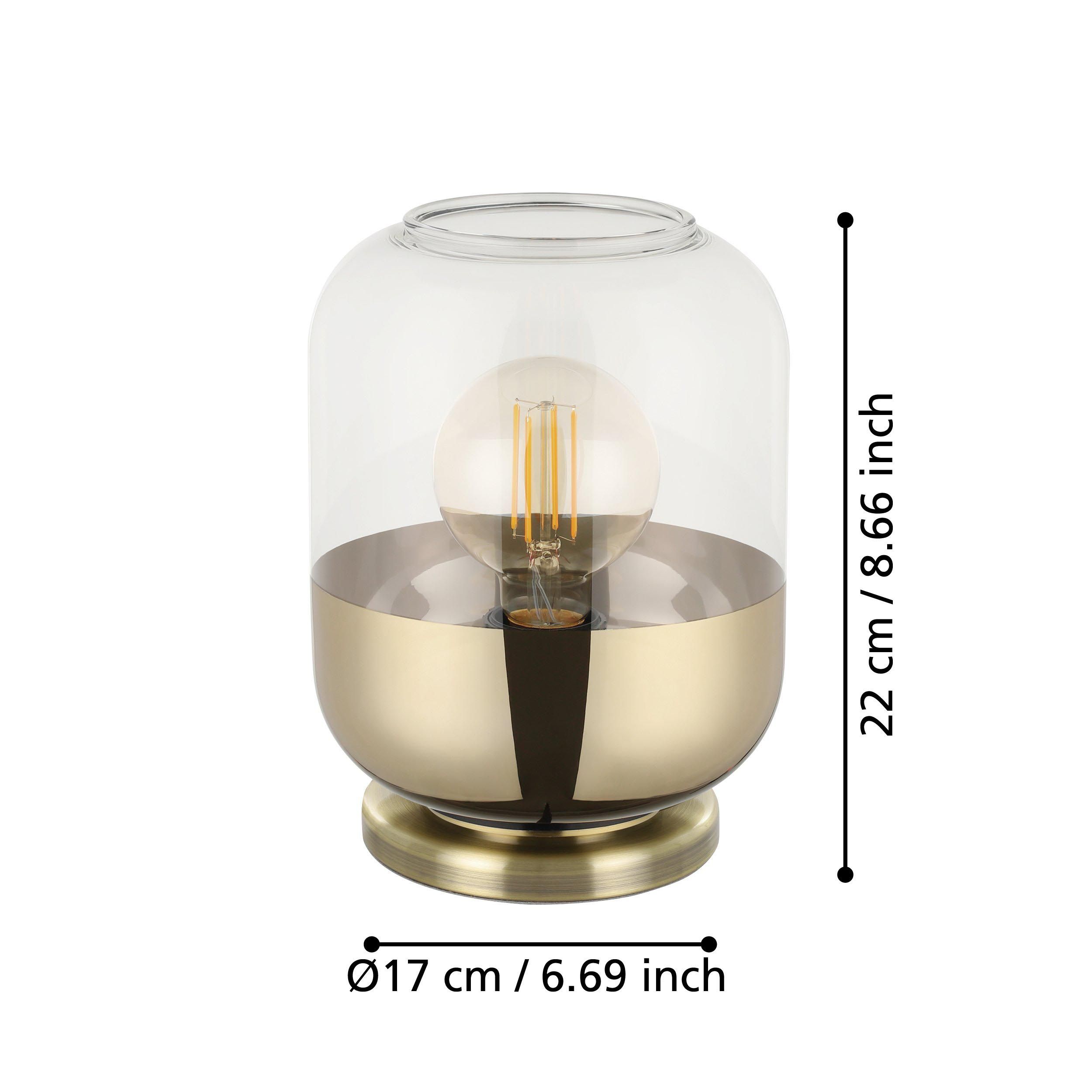 Lampe à poser MARYVILLA verre transparent/doré H23cm