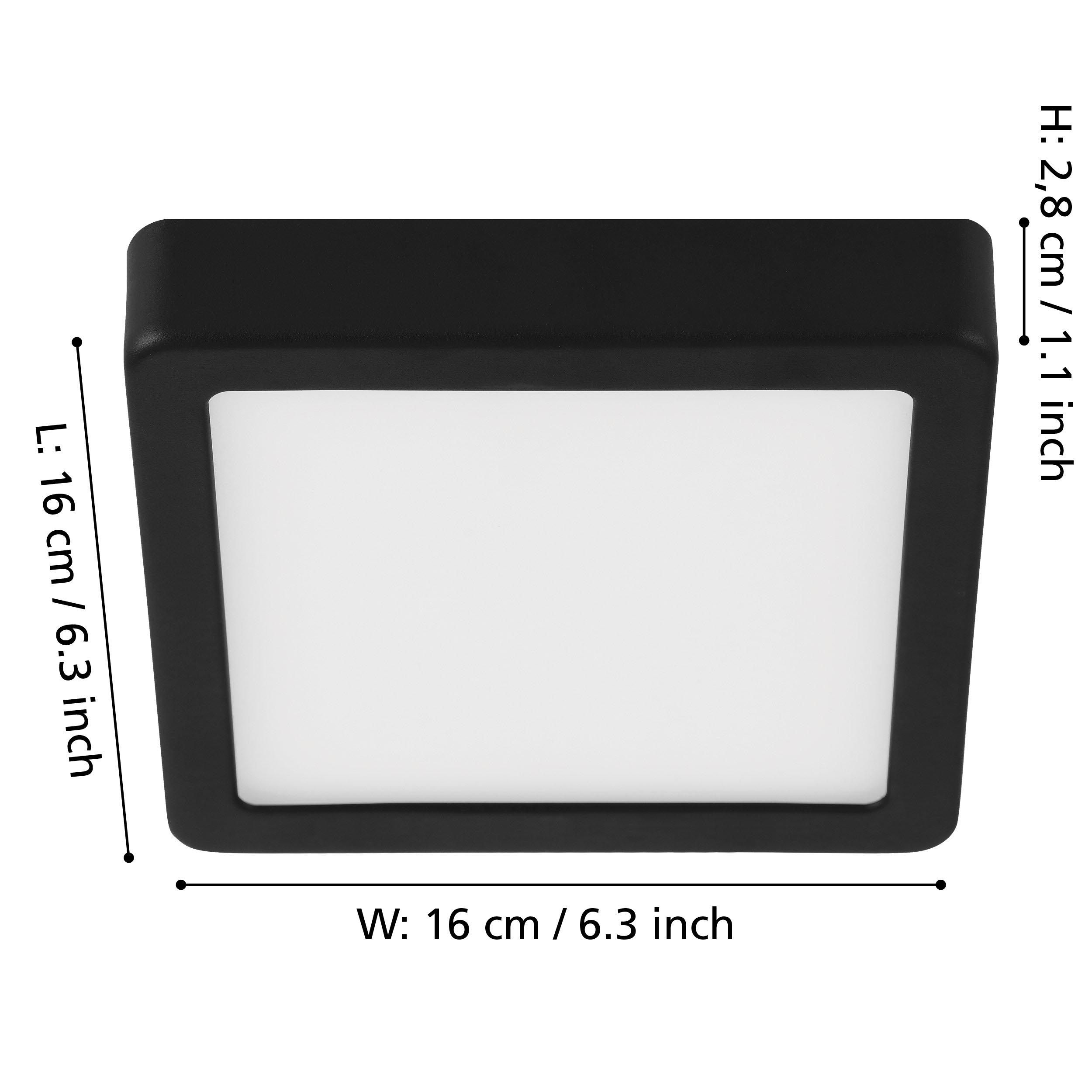 Plafonnier LED FUEVA 5 noir 16x16cm