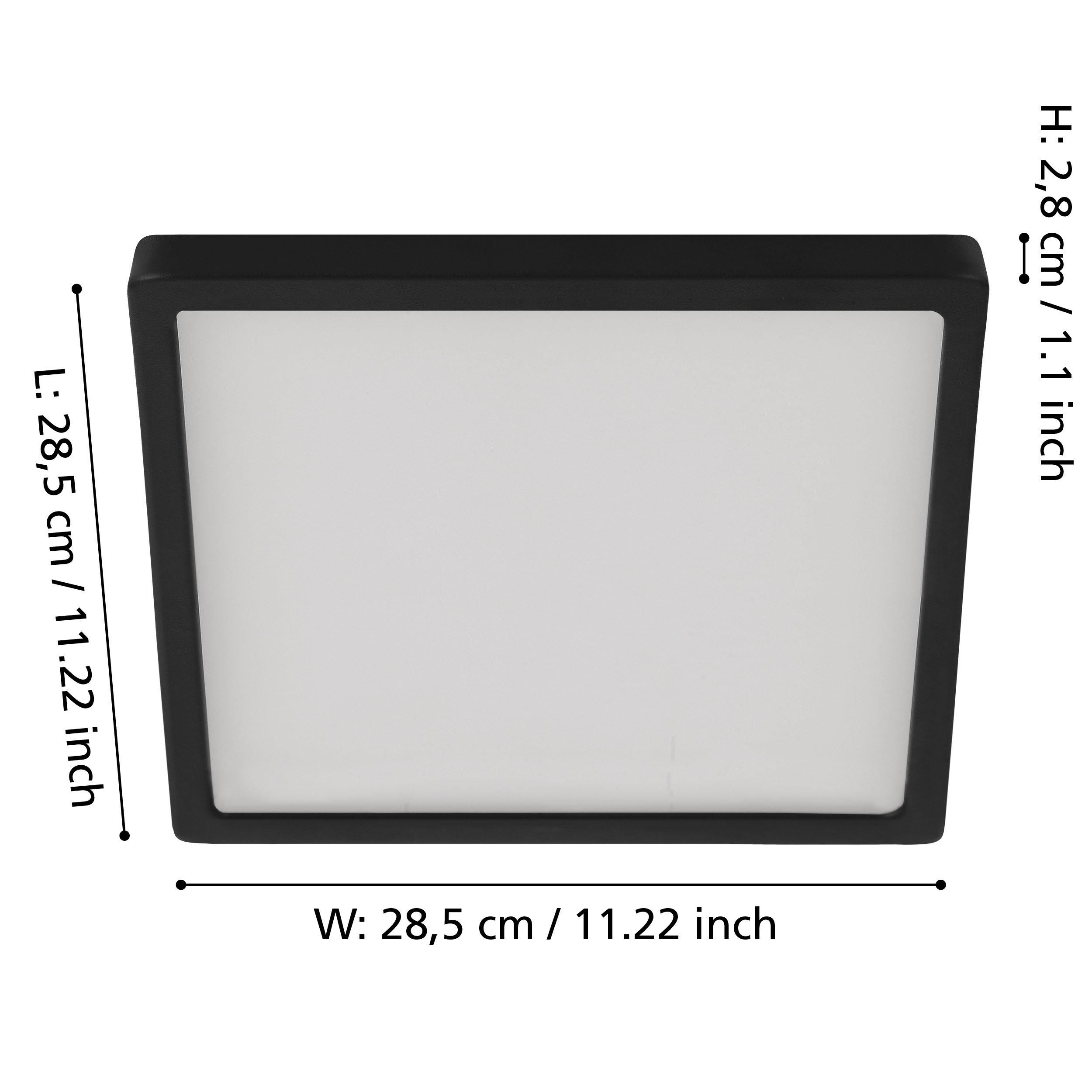 Plafonnier LED FUEVA 5 noir 28,5x28,5cm
