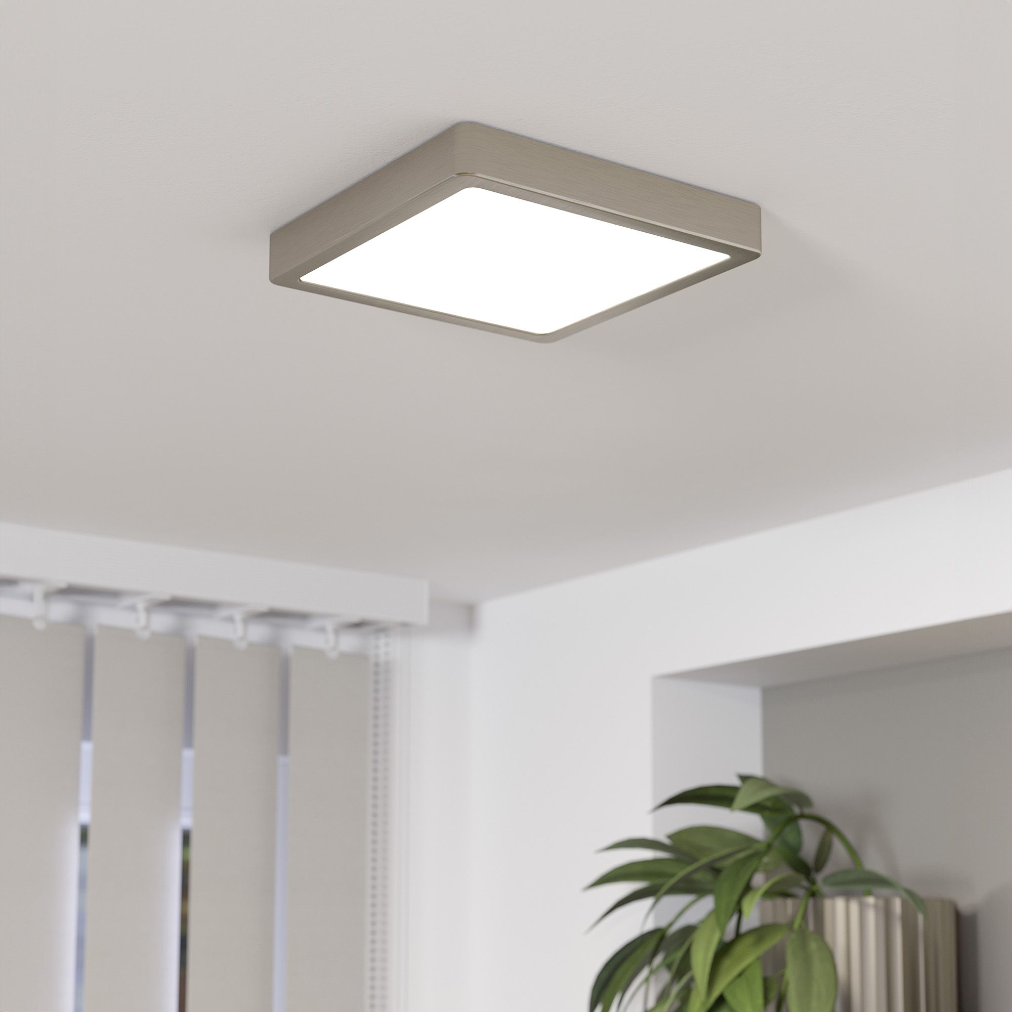 Plafonnier LED FUEVA 5 nickel 21x21cm