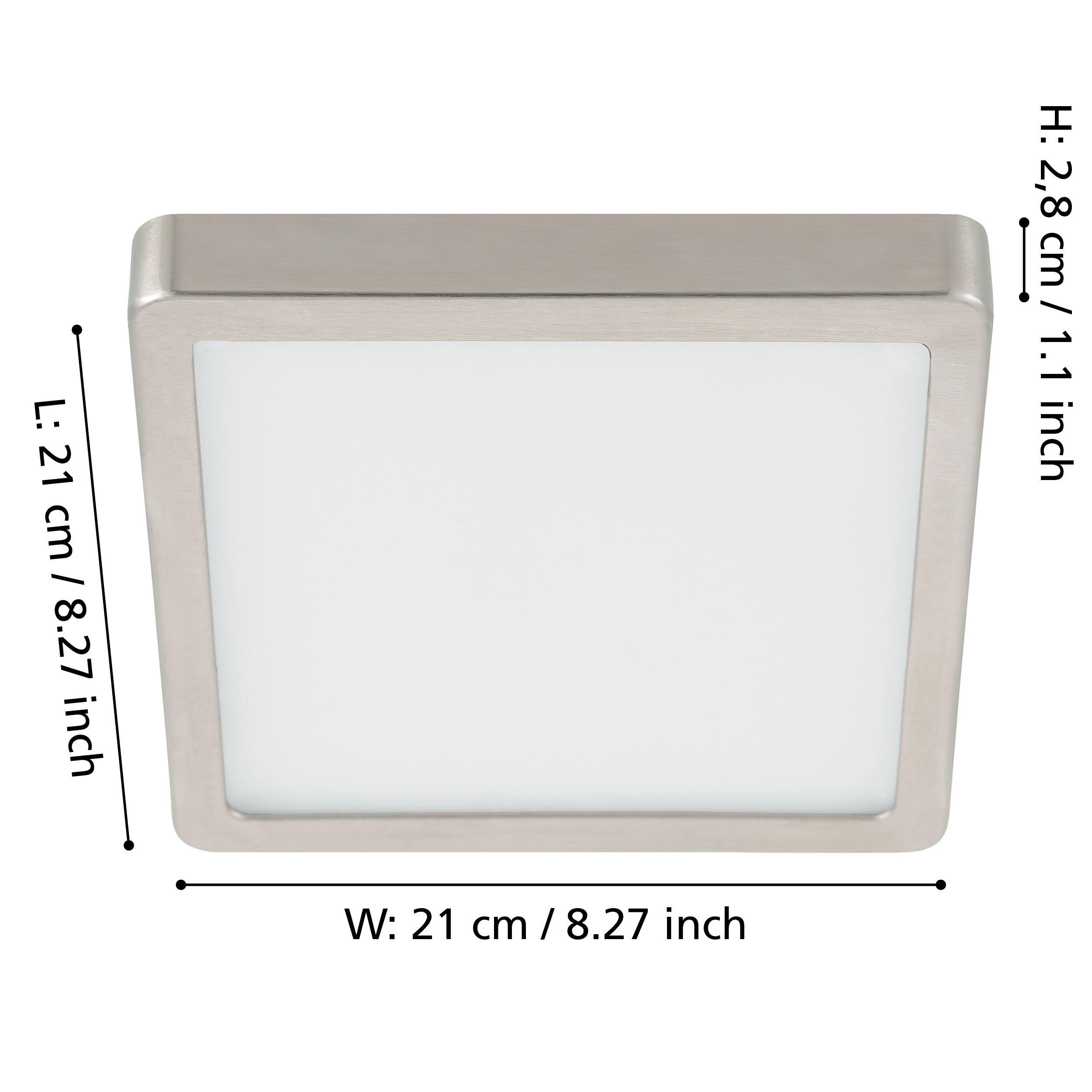 Plafonnier LED FUEVA 5 nickel 21x21cm
