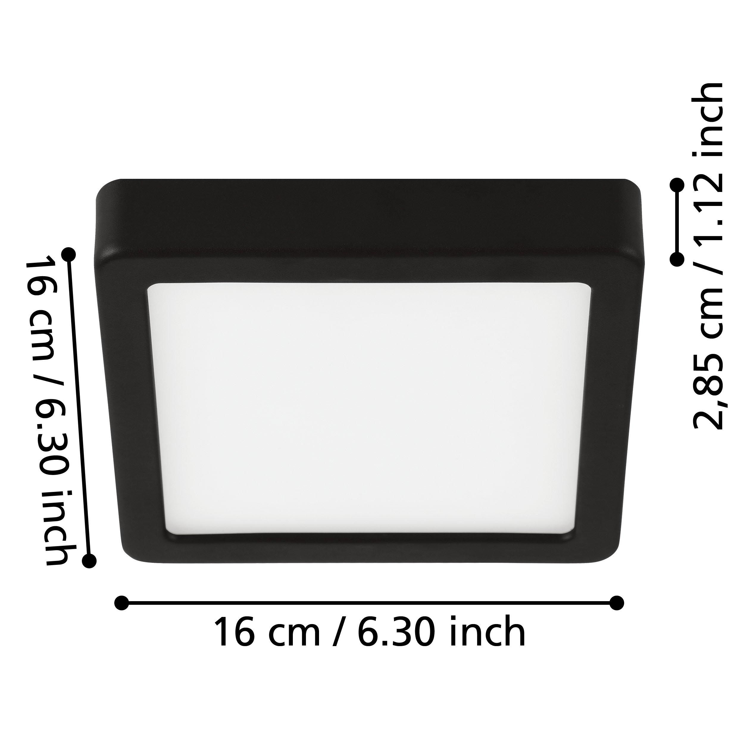 Plafonnier LED FUEVA 5 noir 16x16cm