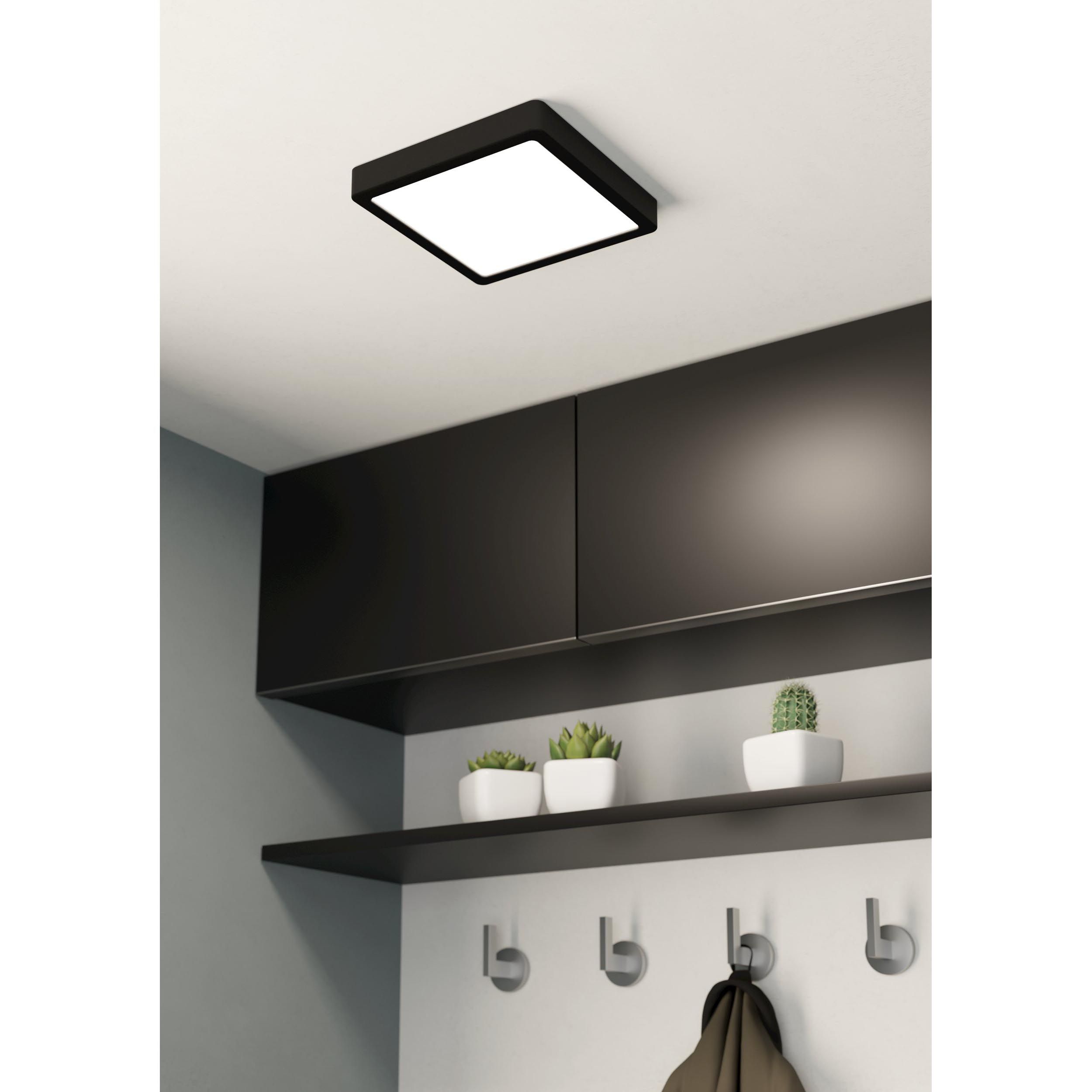 Plafonnier plastique noir FUEVA 5 21X21CM LED INT 1X17W