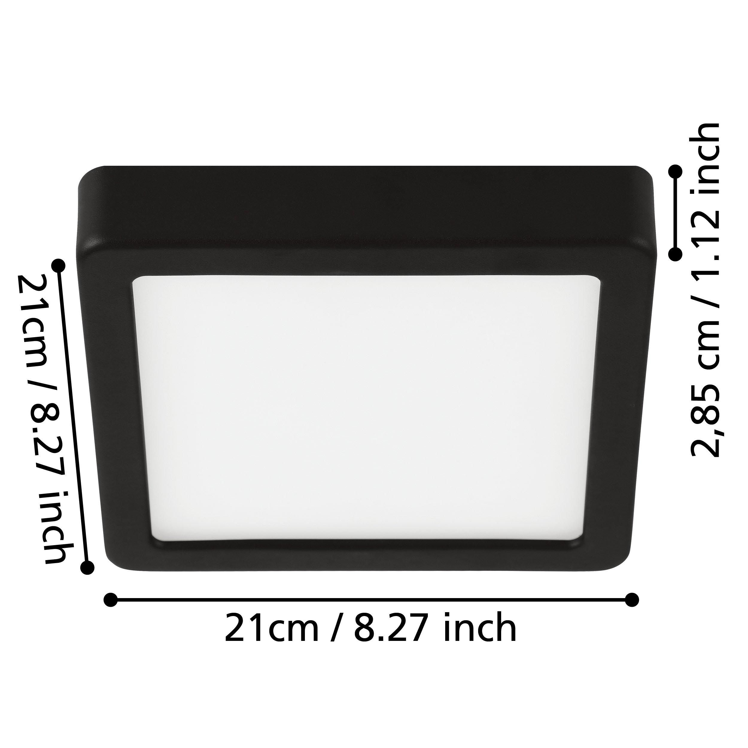 Plafonnier plastique noir FUEVA 5 21X21CM LED INT 1X17W