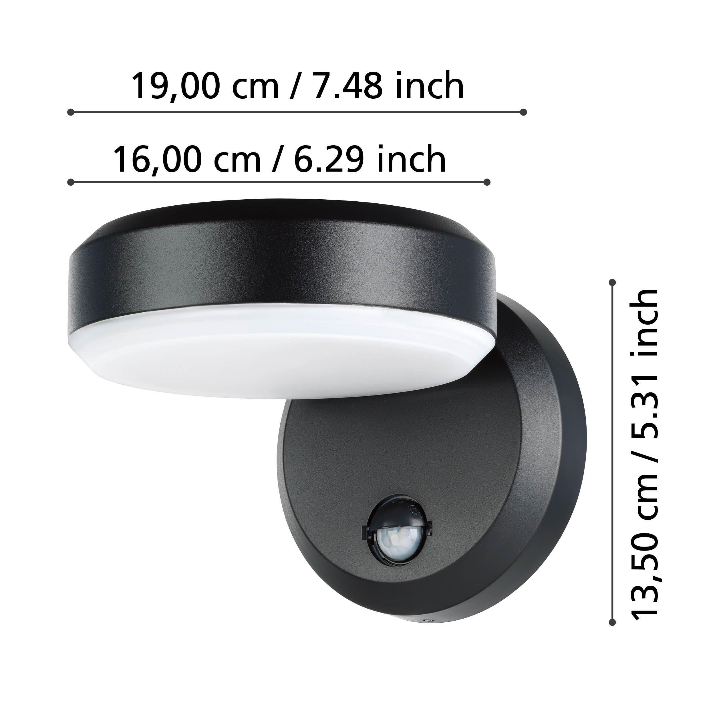 Applique extérieure détecteur LED FORNACI noir H13,5cm