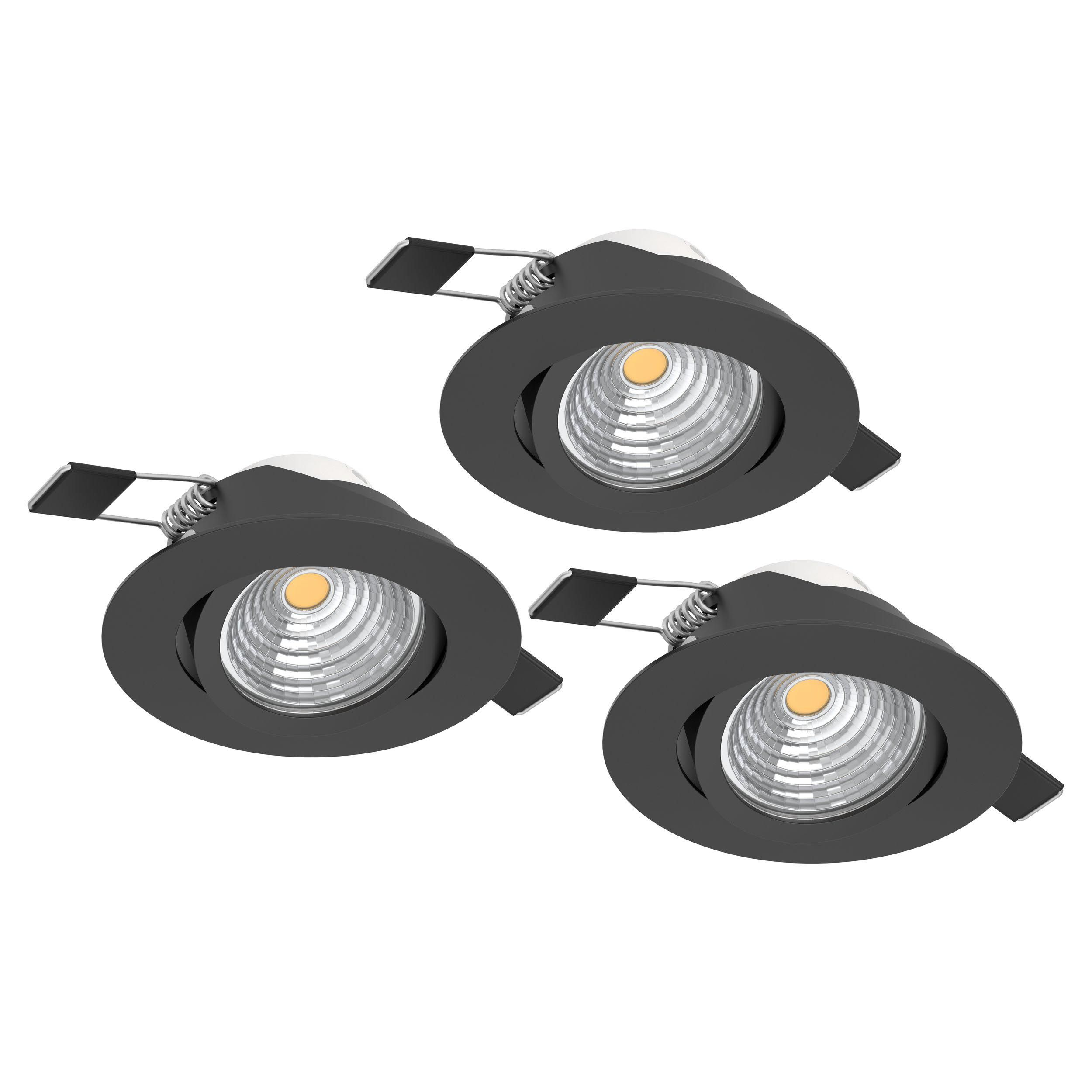 Spot à encastrer X3 LED SALICETO noir Ø8,8cm