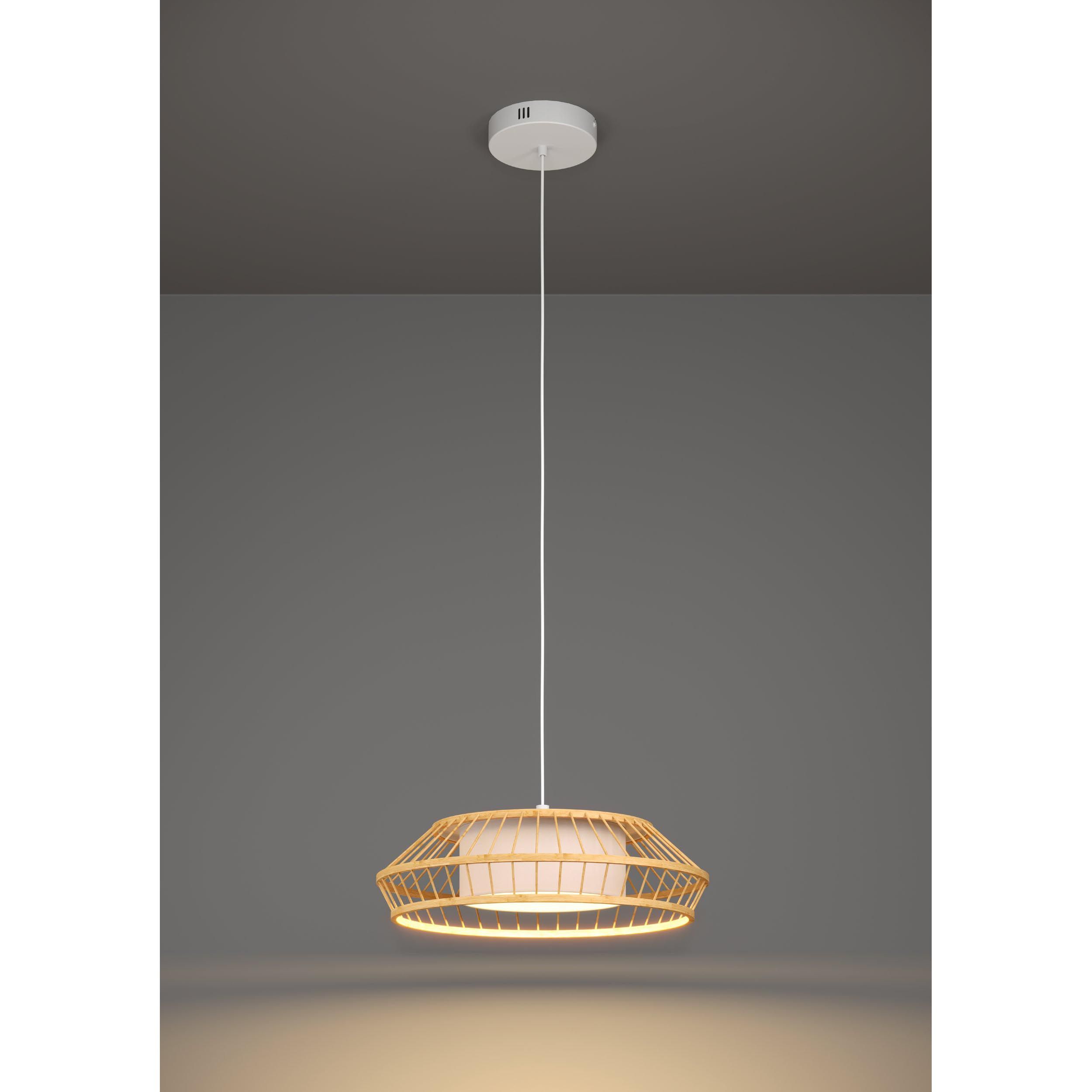 Suspension dimmable LED YUKU-Z en bois naturel D46,5cm