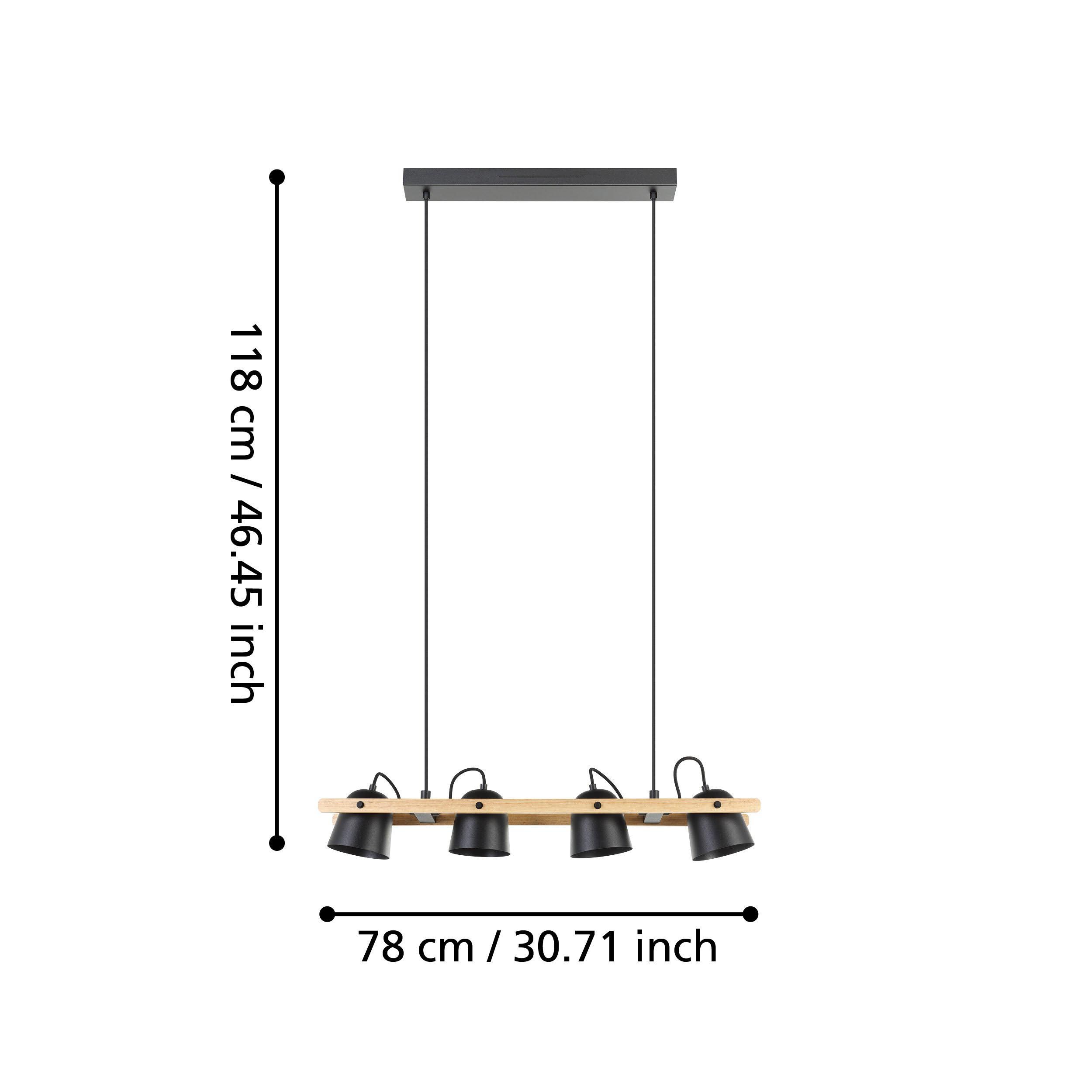 Suspension métal noir HORNWOOD-Z LED INT 4X3,7W
