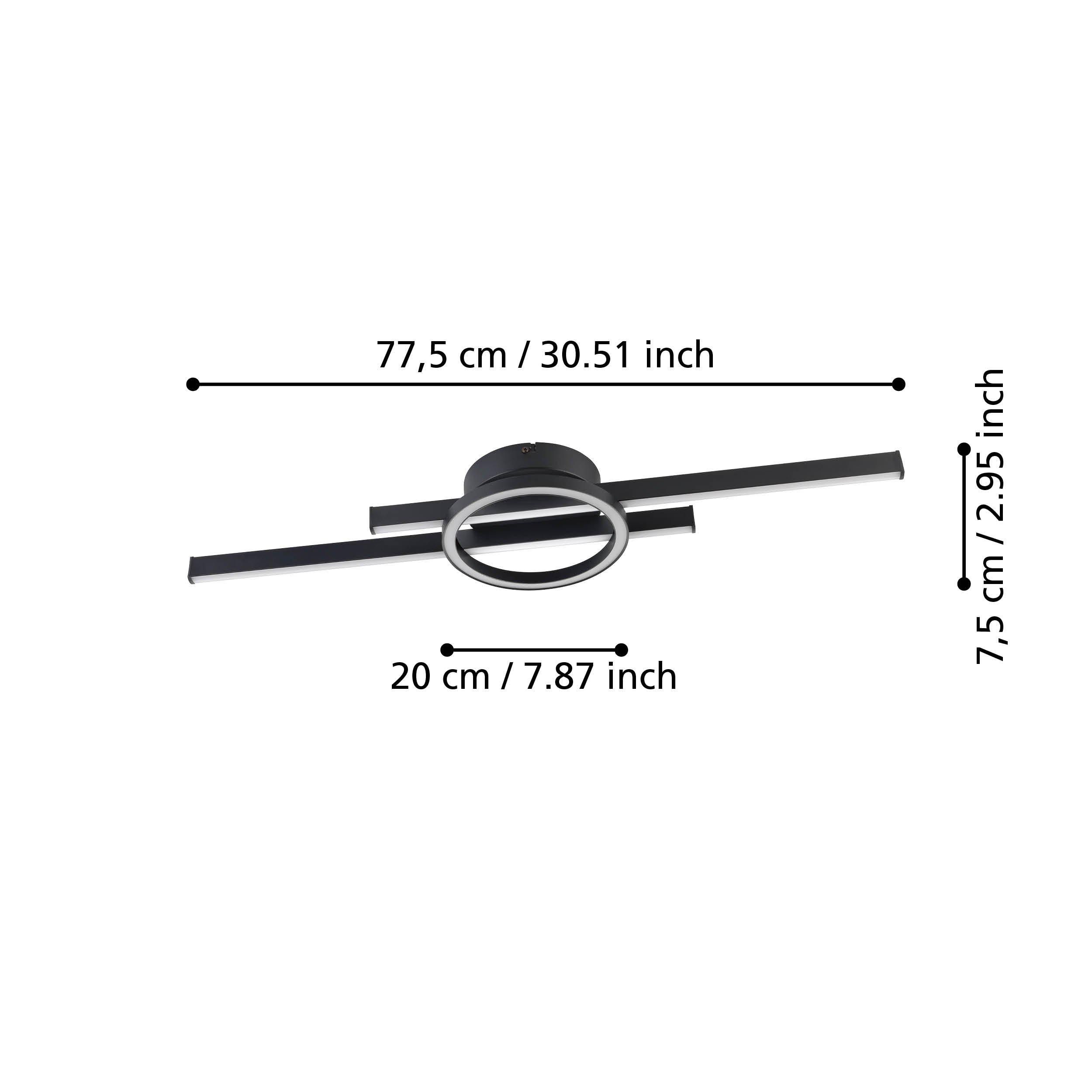 Plafonnier LED dimmable AMANDOLO noir L77,5cm