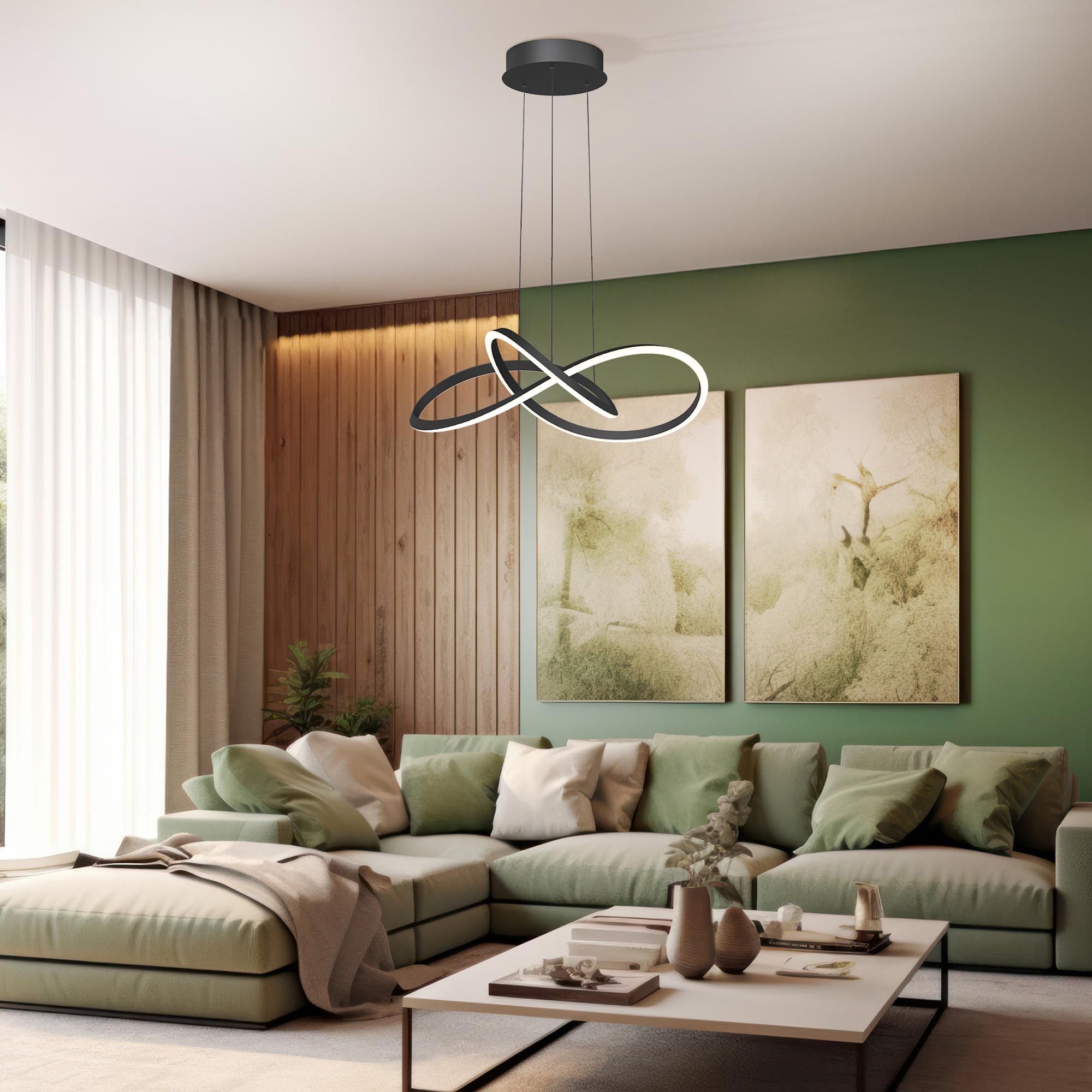 Suspension LED dimmable LINDAOLA noir Ø83cm