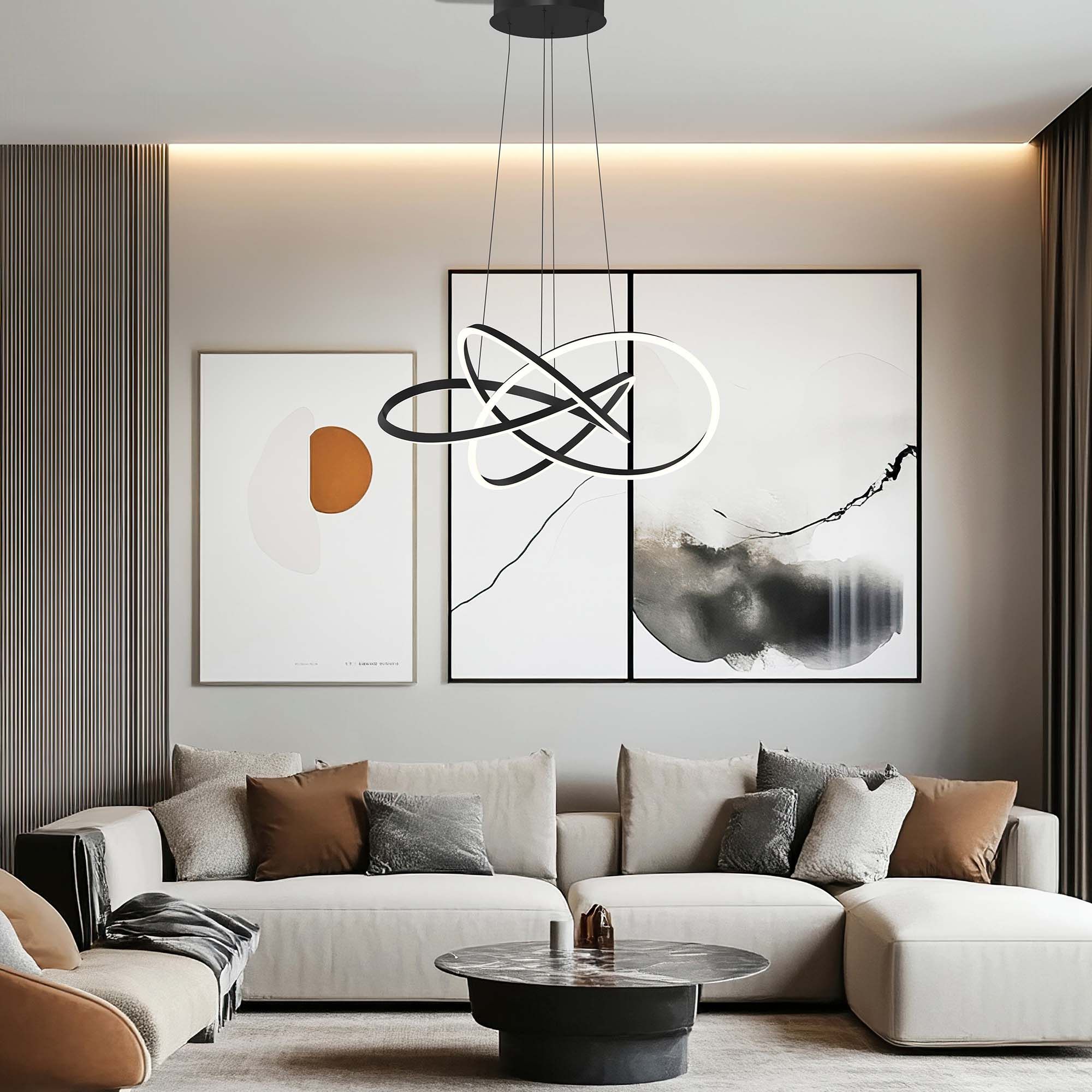 Suspension LED dimmable LINDAOLA noir Ø90cm