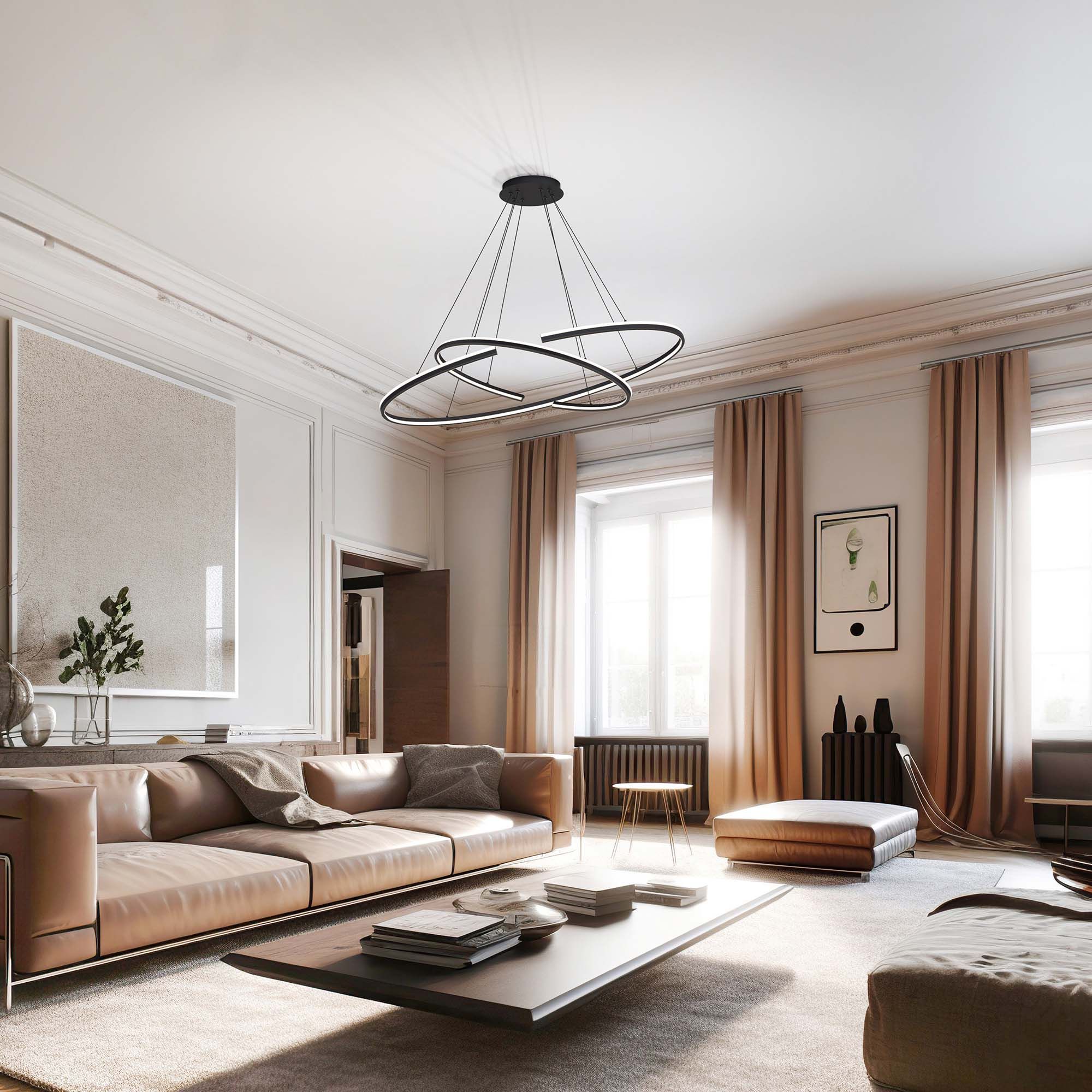 Suspension LED dimmable OFFAGNA noir Ø120cm