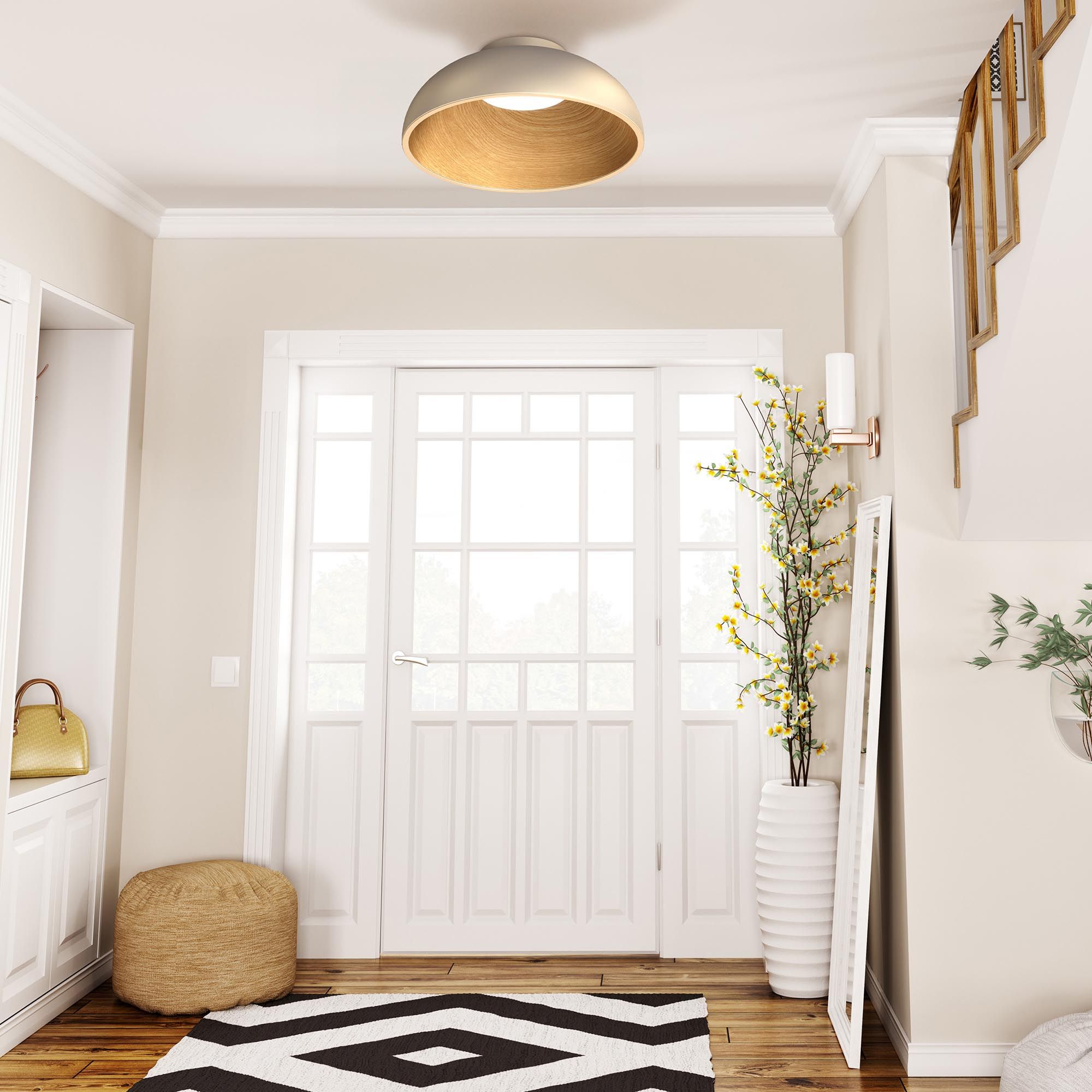 Plafonnier LED dimmable TABLADILLO doré/bois Ø50cm