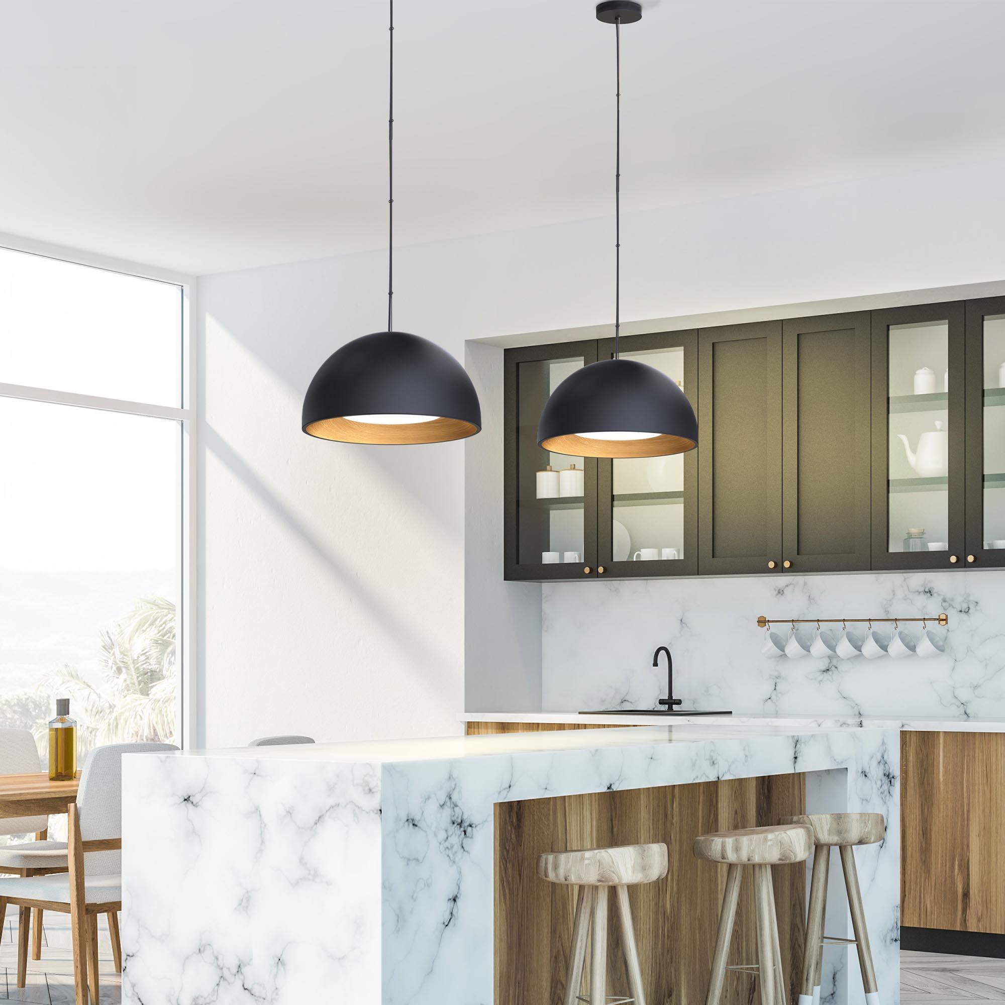 Suspension LED dimmable TABLADILLO bois/noir Ø50cm