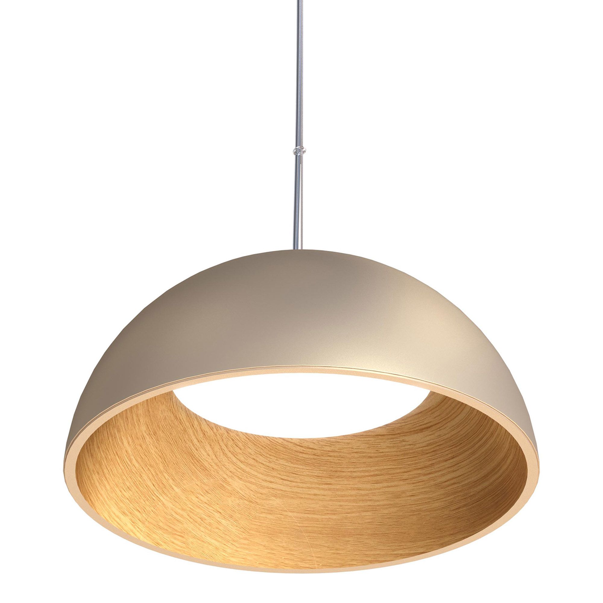 Suspension LED dimmable TABLADILLO doré/bois Ø50cm