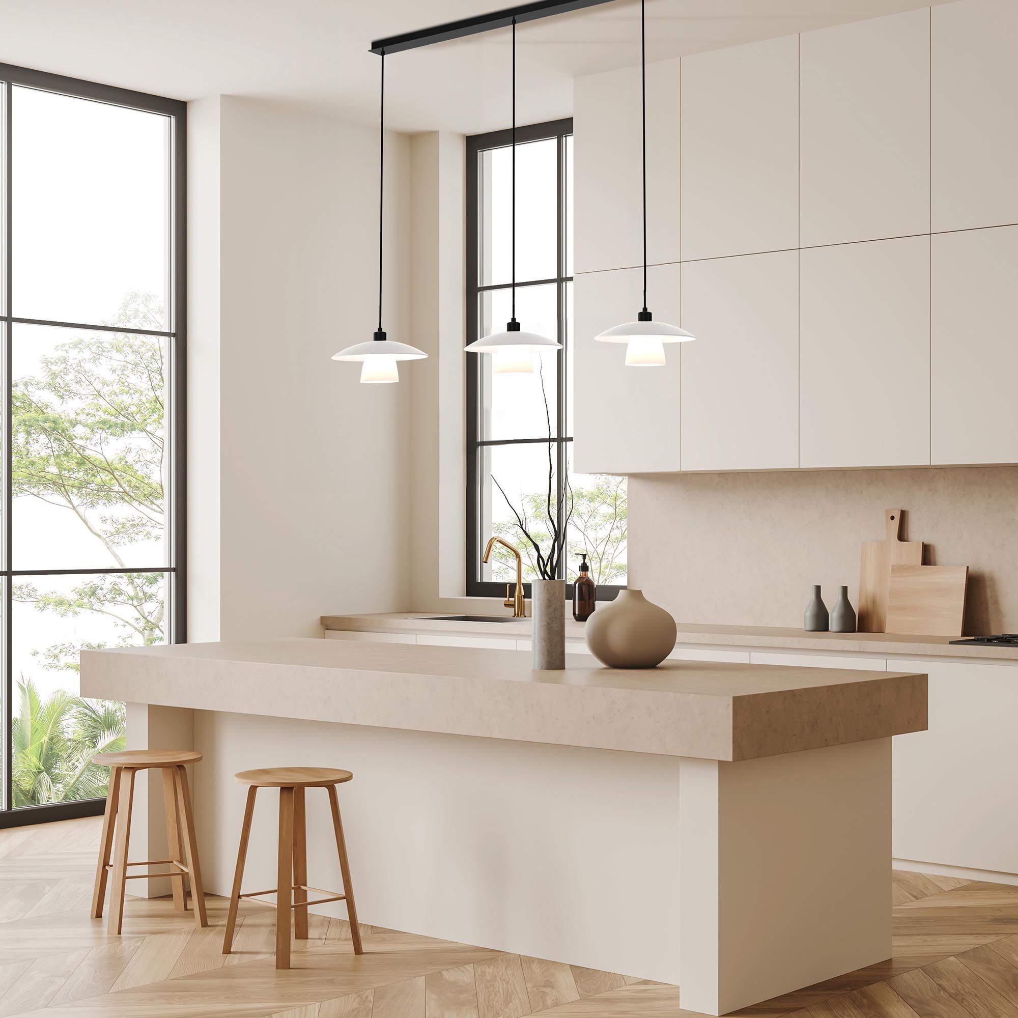 Suspension SCANDI verre opalin L120cm
