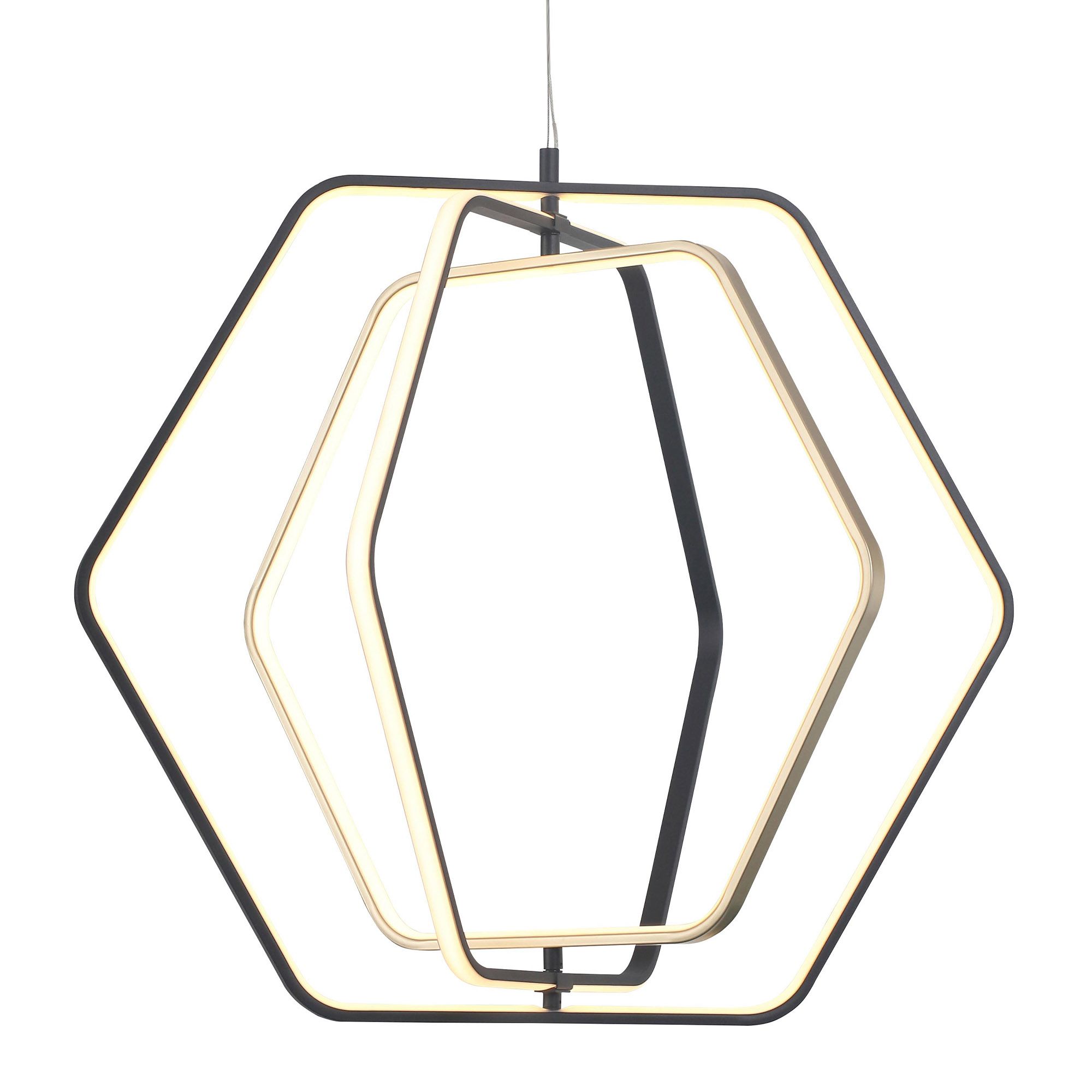 Suspension LED dimmable WOF noir/doré Ø76cm