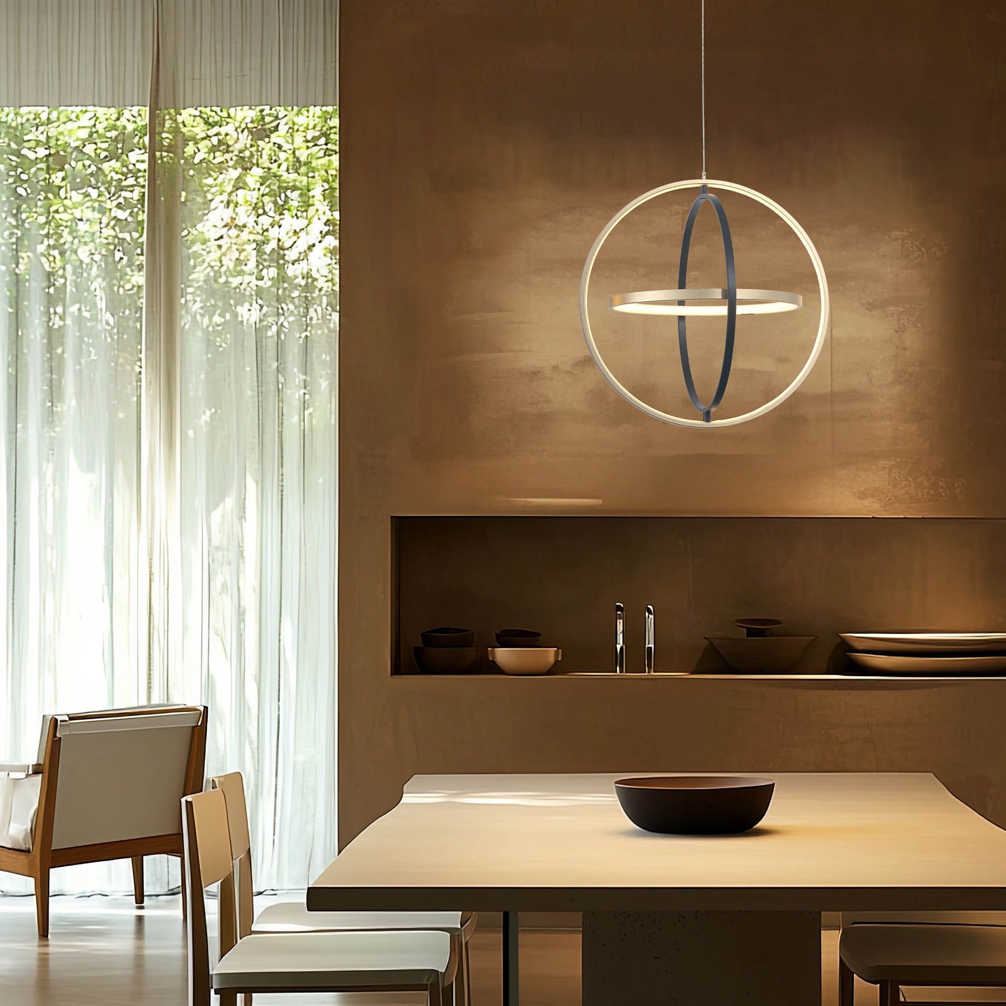 Suspension LED dimmable WOF noir/doré Ø50cm