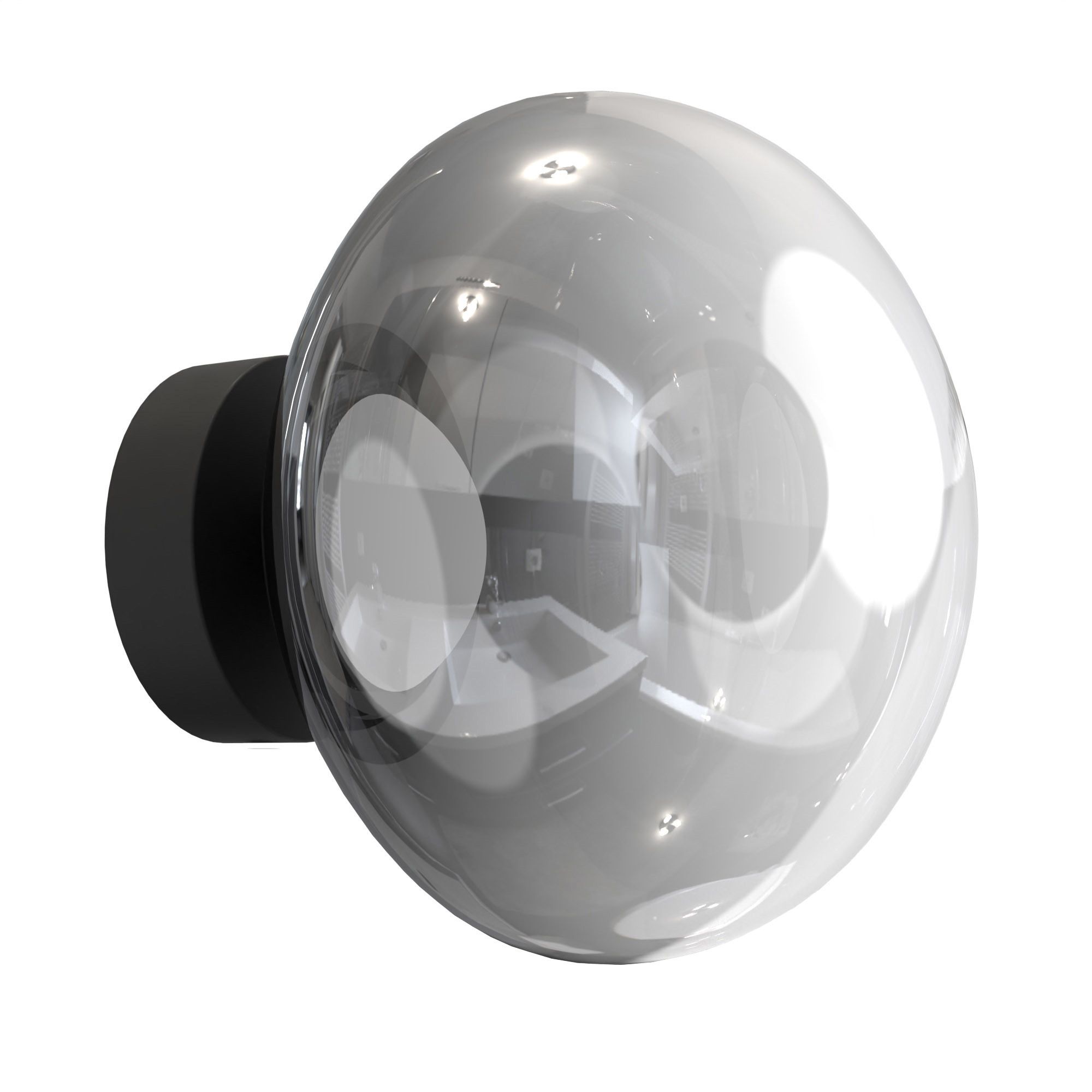 Applique murale LED dimmable ETREROS avec télécommande verre lisse fumé Ø24cm