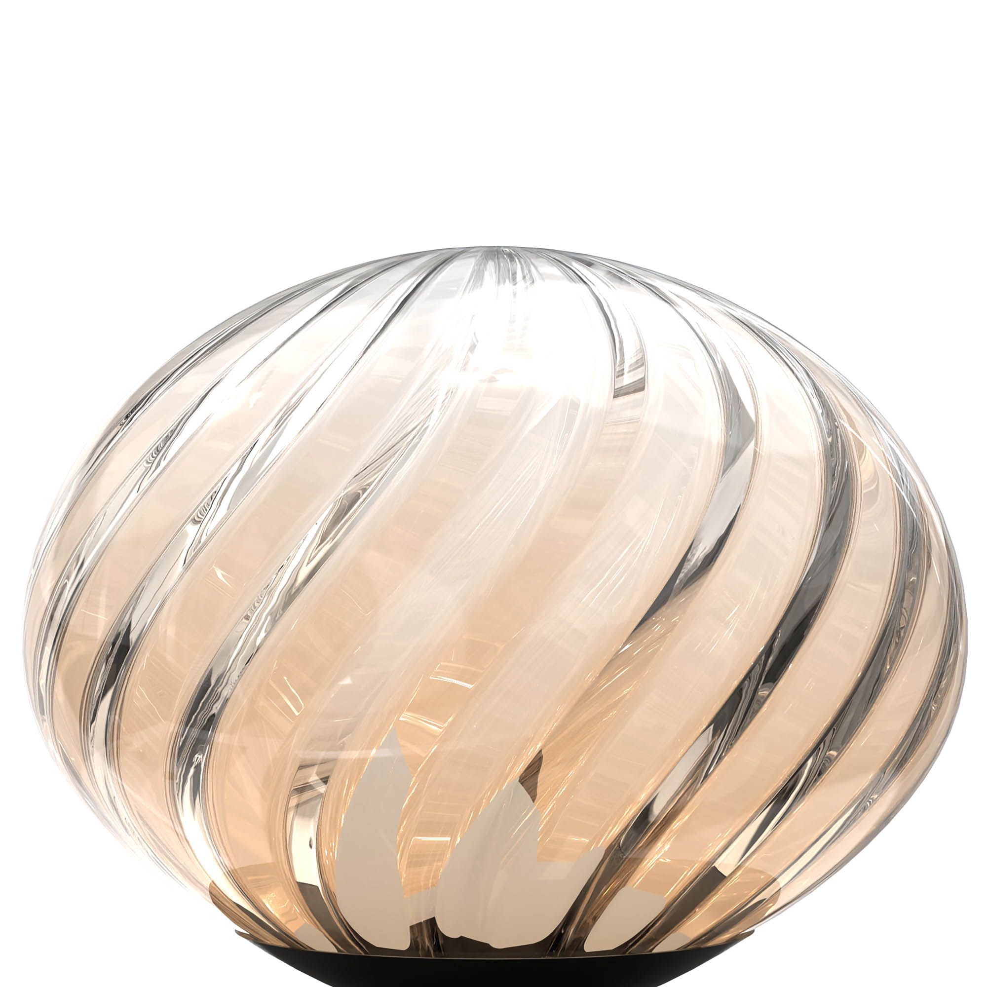 Lampe de table LED dimmable ETREROS avec télécommande verre strié ambré Ø18cm