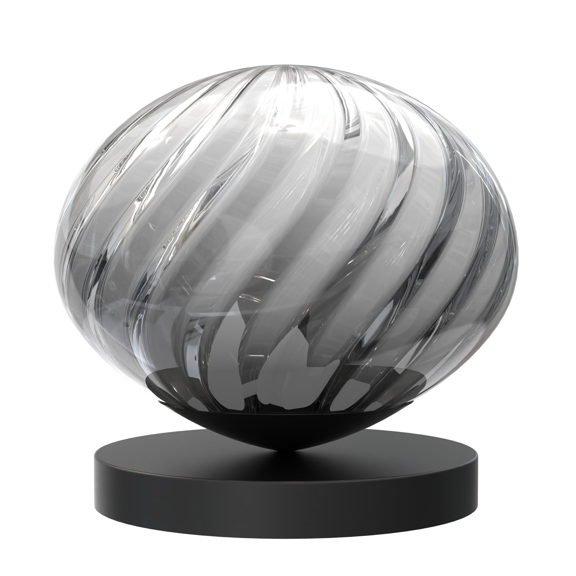 Lampe de table LED dimmable ETREROS avec télécommande verre strié fumé Ø18cm