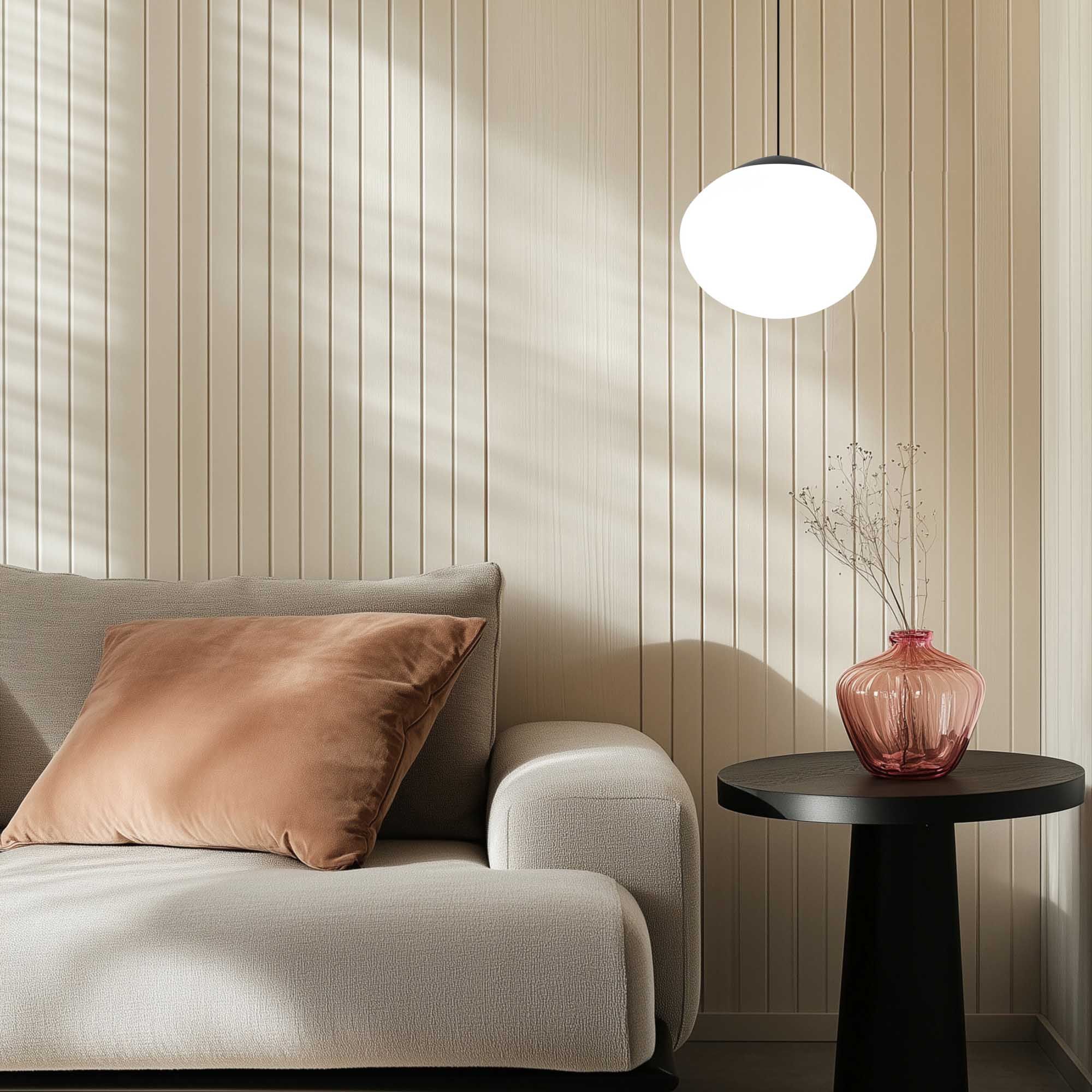 Suspension LED dimmable ETREROS avec télécommande verre opalin Ø24cm