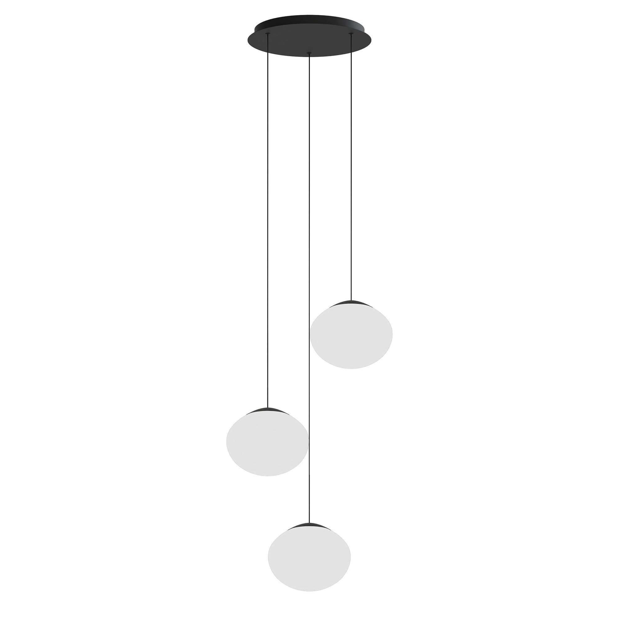 Suspension LED dimmable ETREROS 3 lumières avec télécommande verre opalin Ø24cm