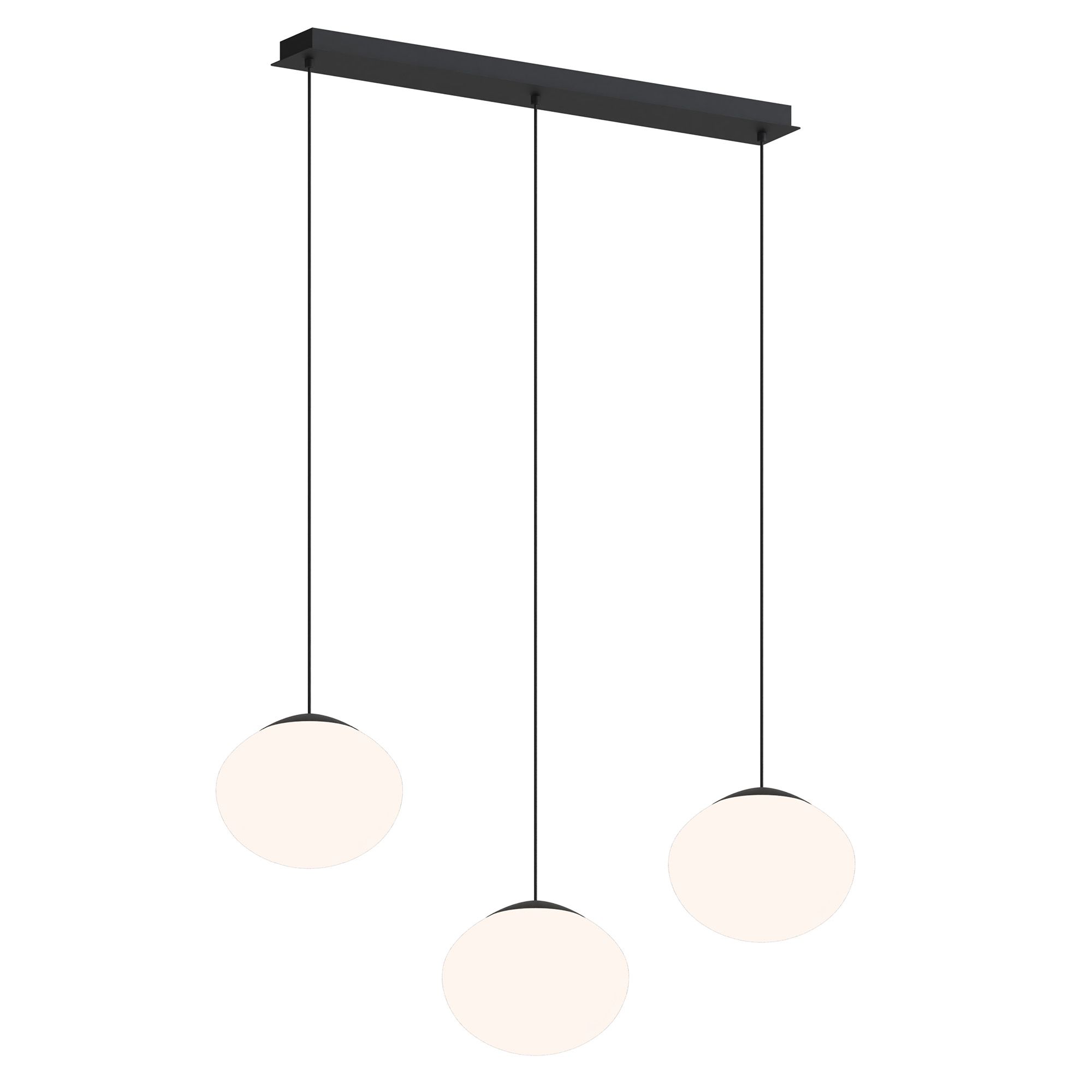 Suspension LED dimmable ETREROS 3 lumières avec télécommande verre opalin Ø24cm