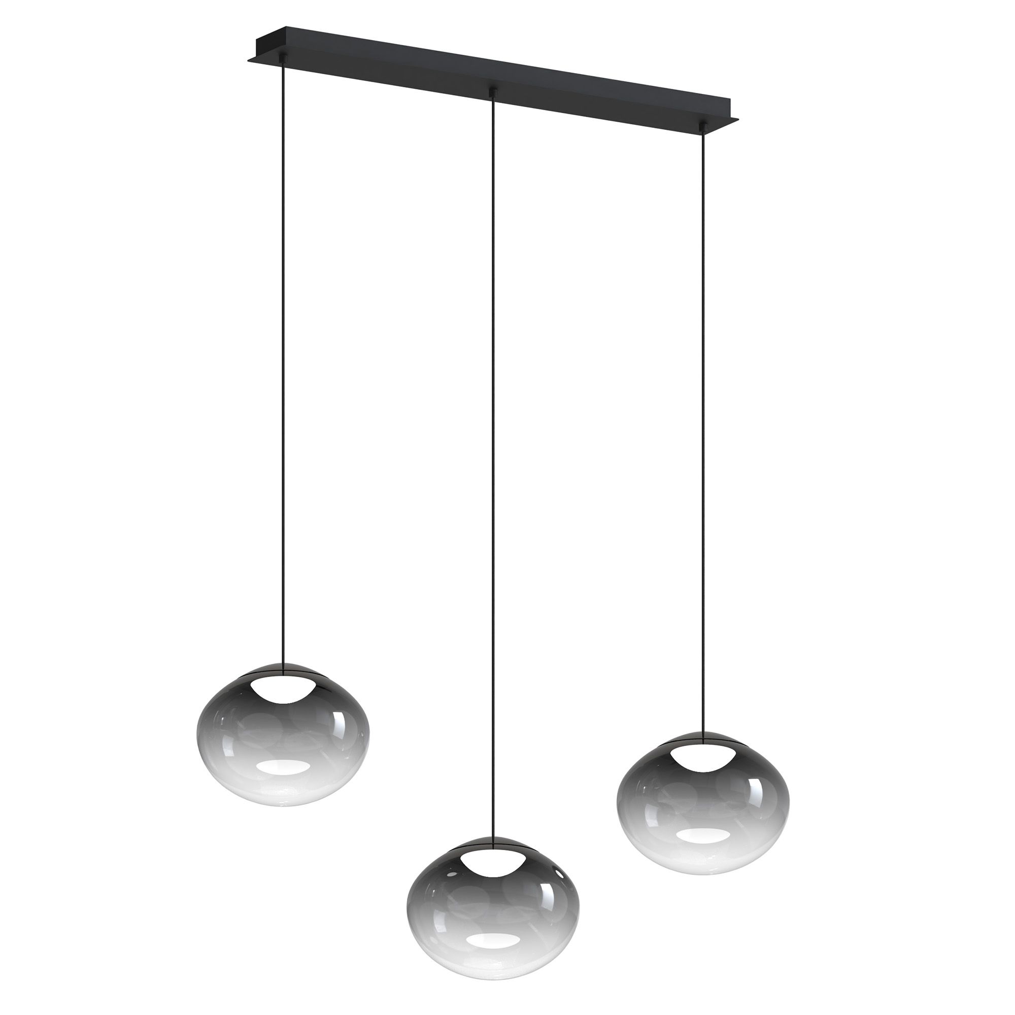 Suspension LED dimmable ETREROS 3 lumières avec télécommande verre fumé Ø24cm