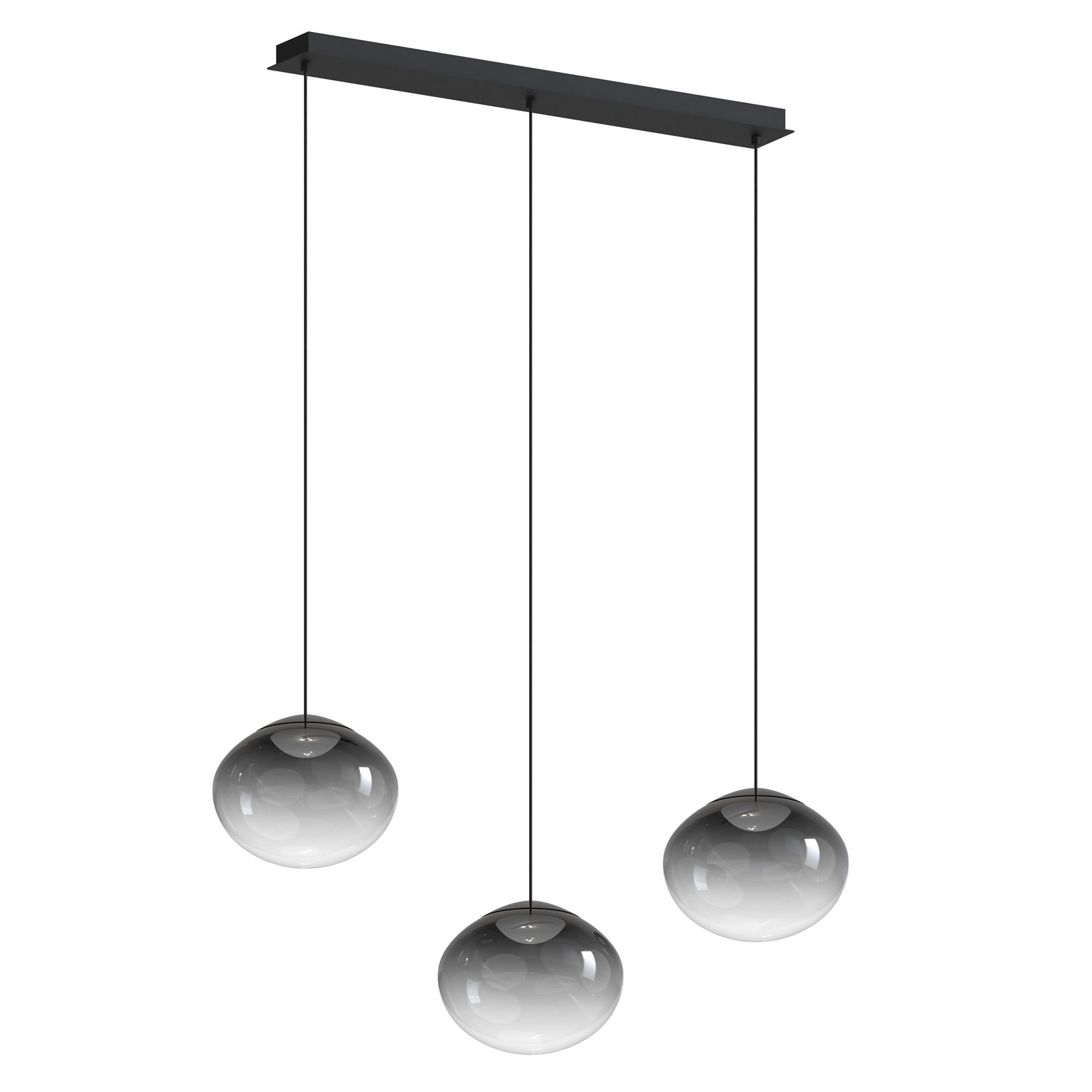 Suspension LED dimmable ETREROS 3 lumières avec télécommande verre fumé Ø24cm