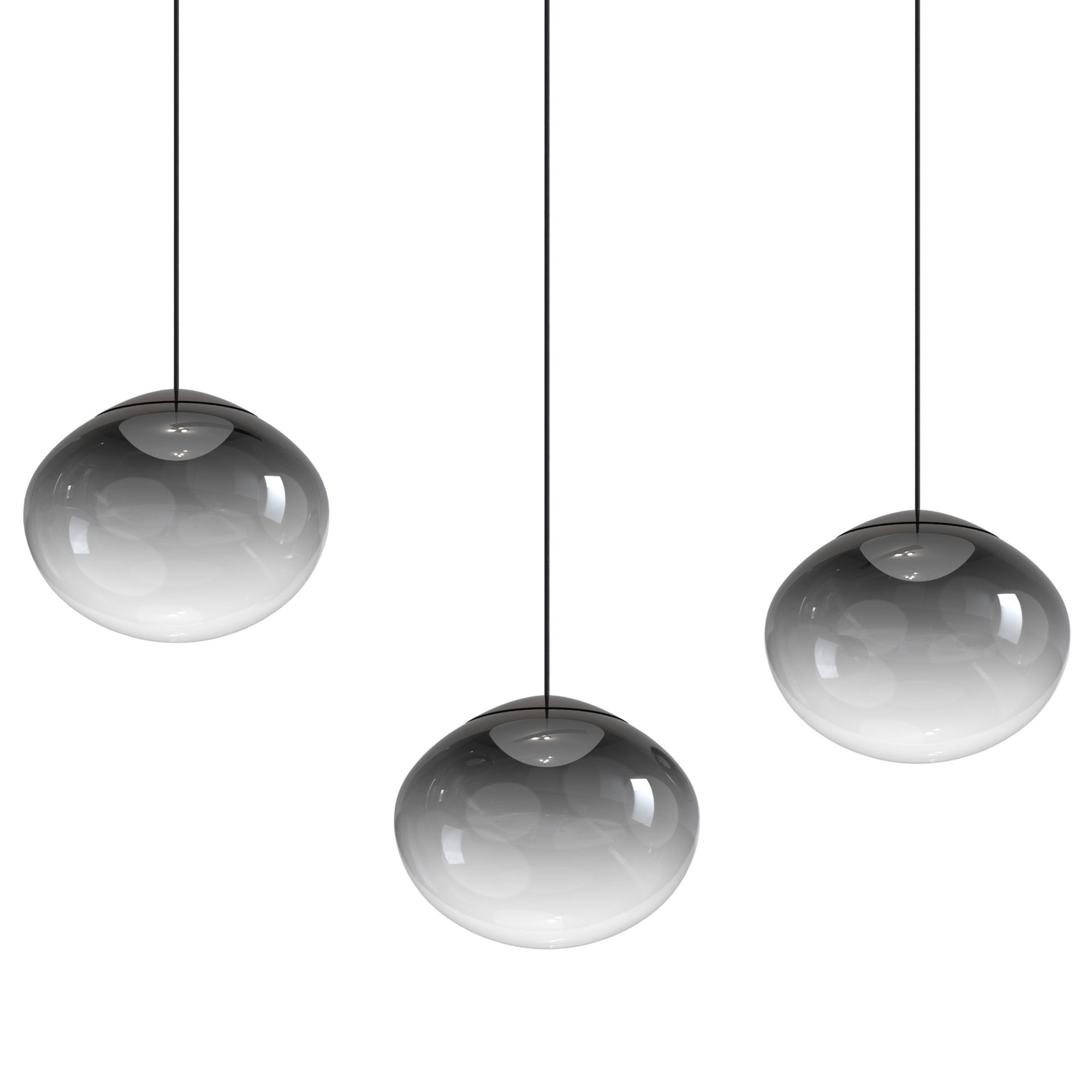 Suspension LED dimmable ETREROS 3 lumières avec télécommande verre fumé Ø24cm