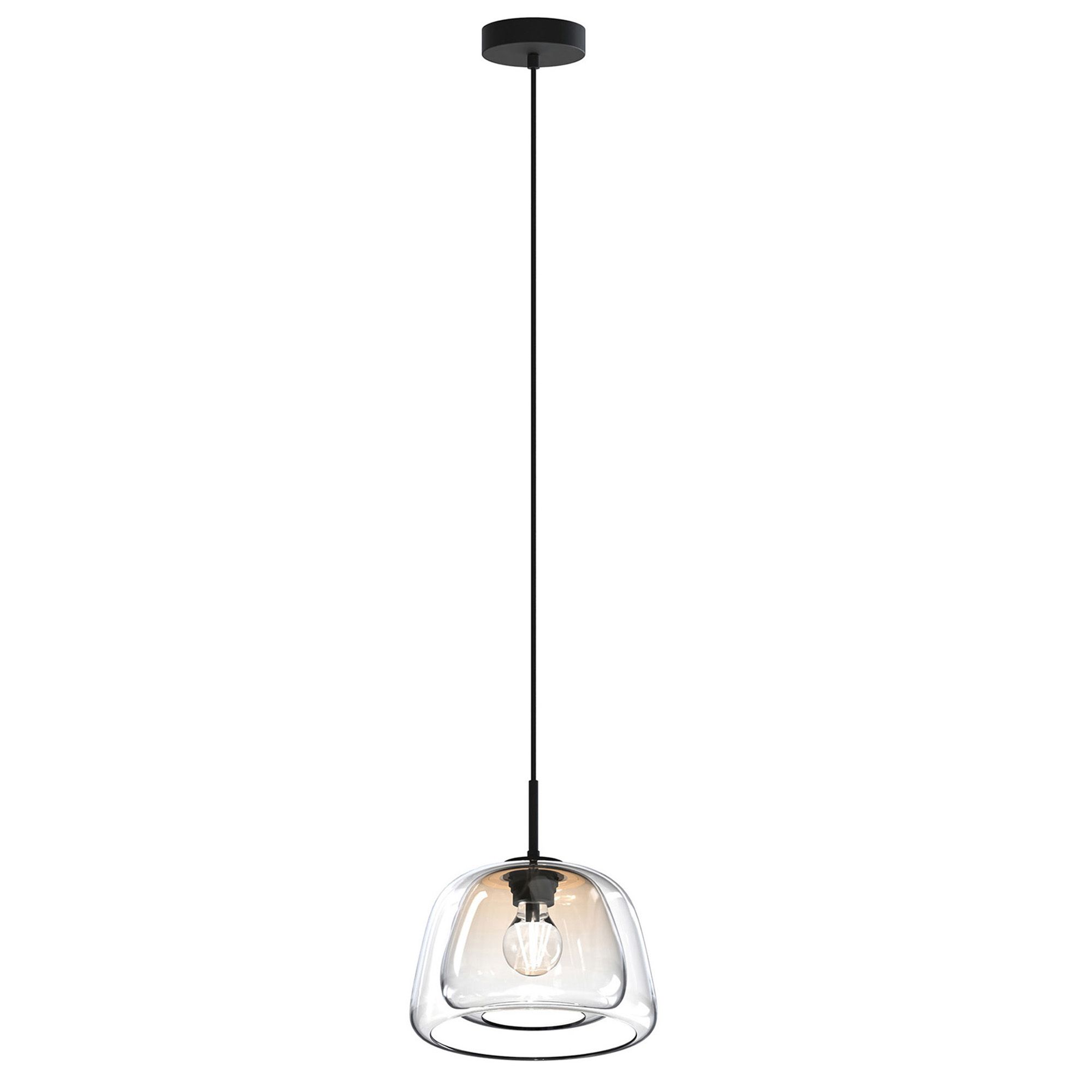 Suspension GIOBOLE double verre ambré/transparent Ø24cm