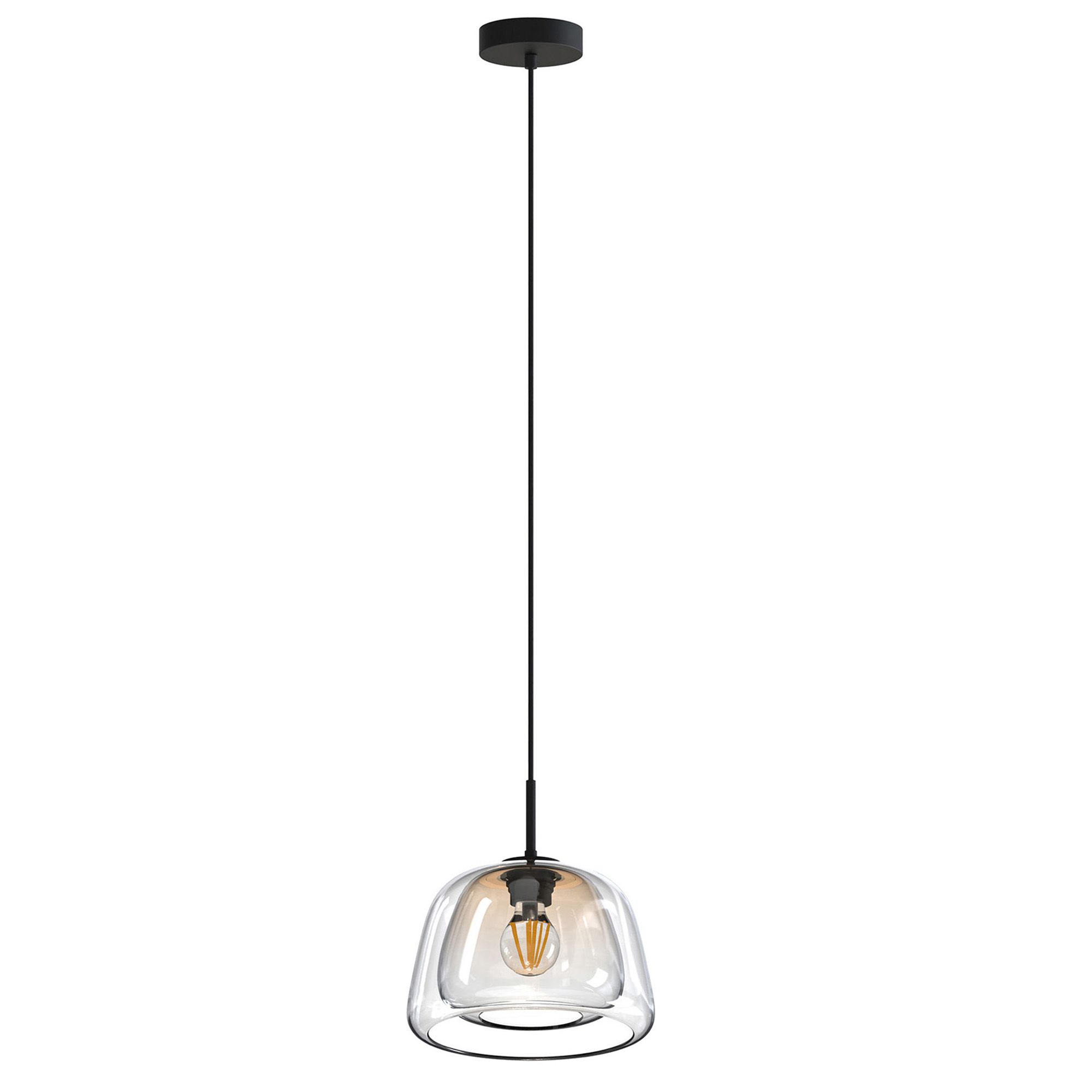 Suspension GIOBOLE double verre ambré/transparent Ø24cm
