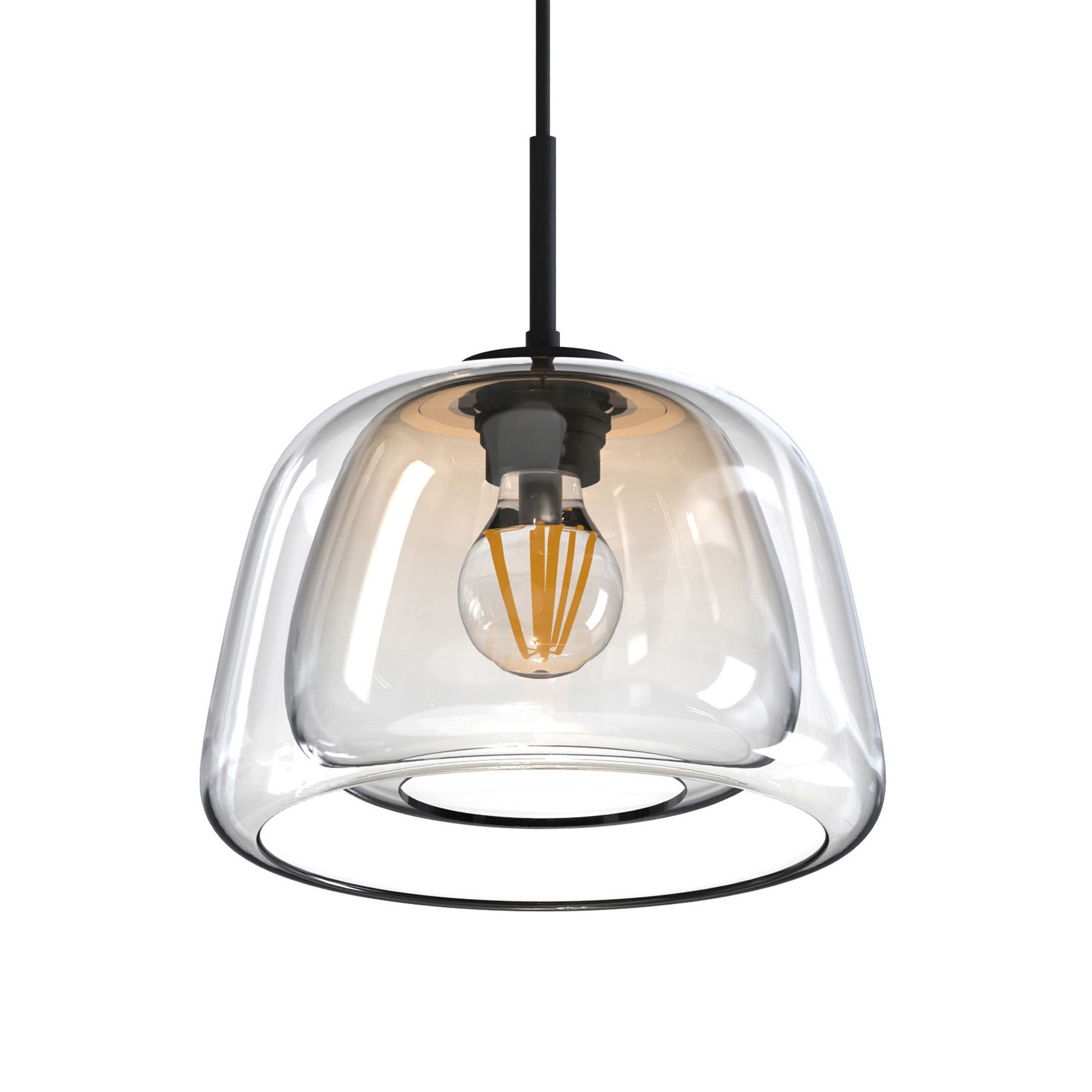 Suspension GIOBOLE double verre ambré/transparent Ø24cm