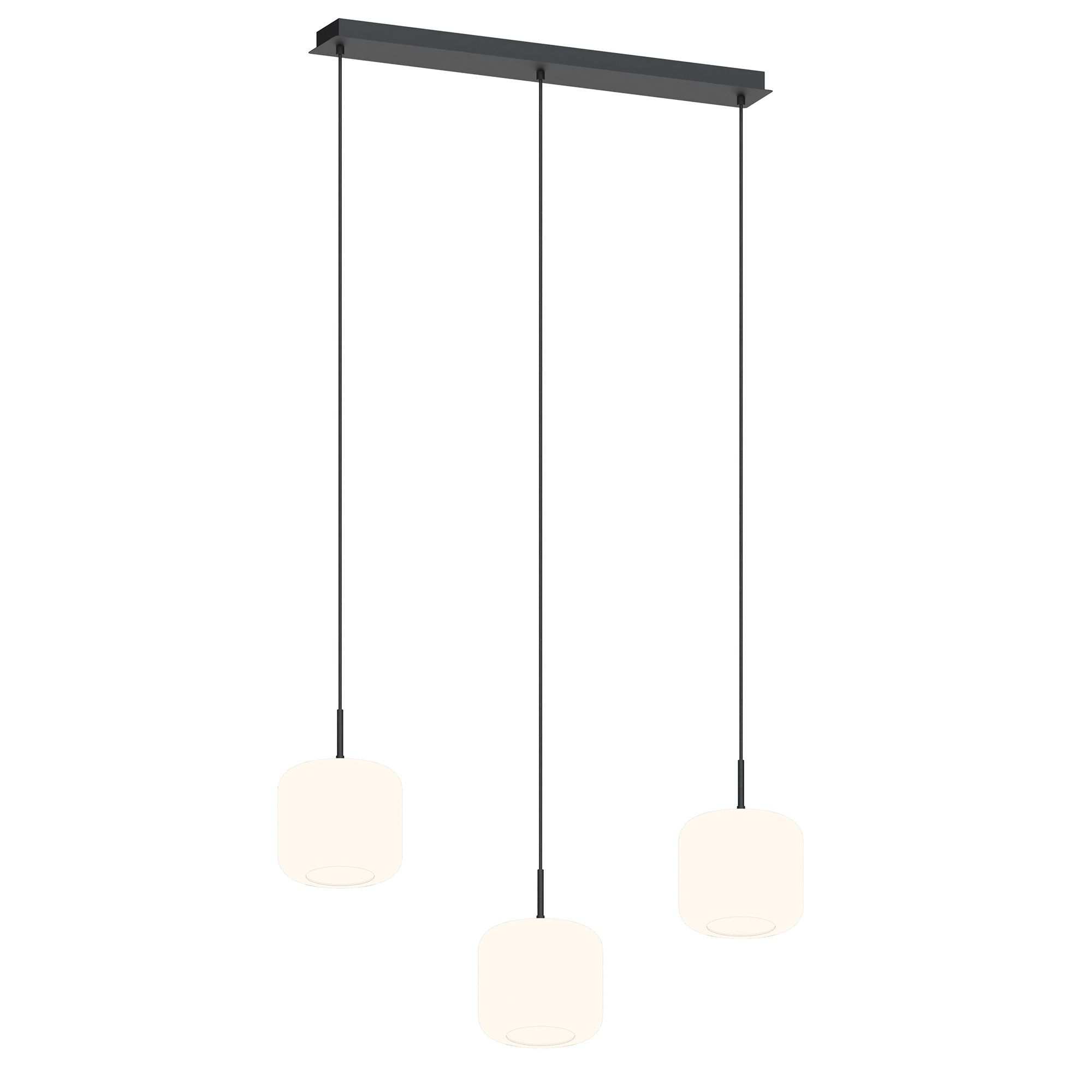 Suspension 3 lumières GIOBOLE verre strié opalin Ø18cm