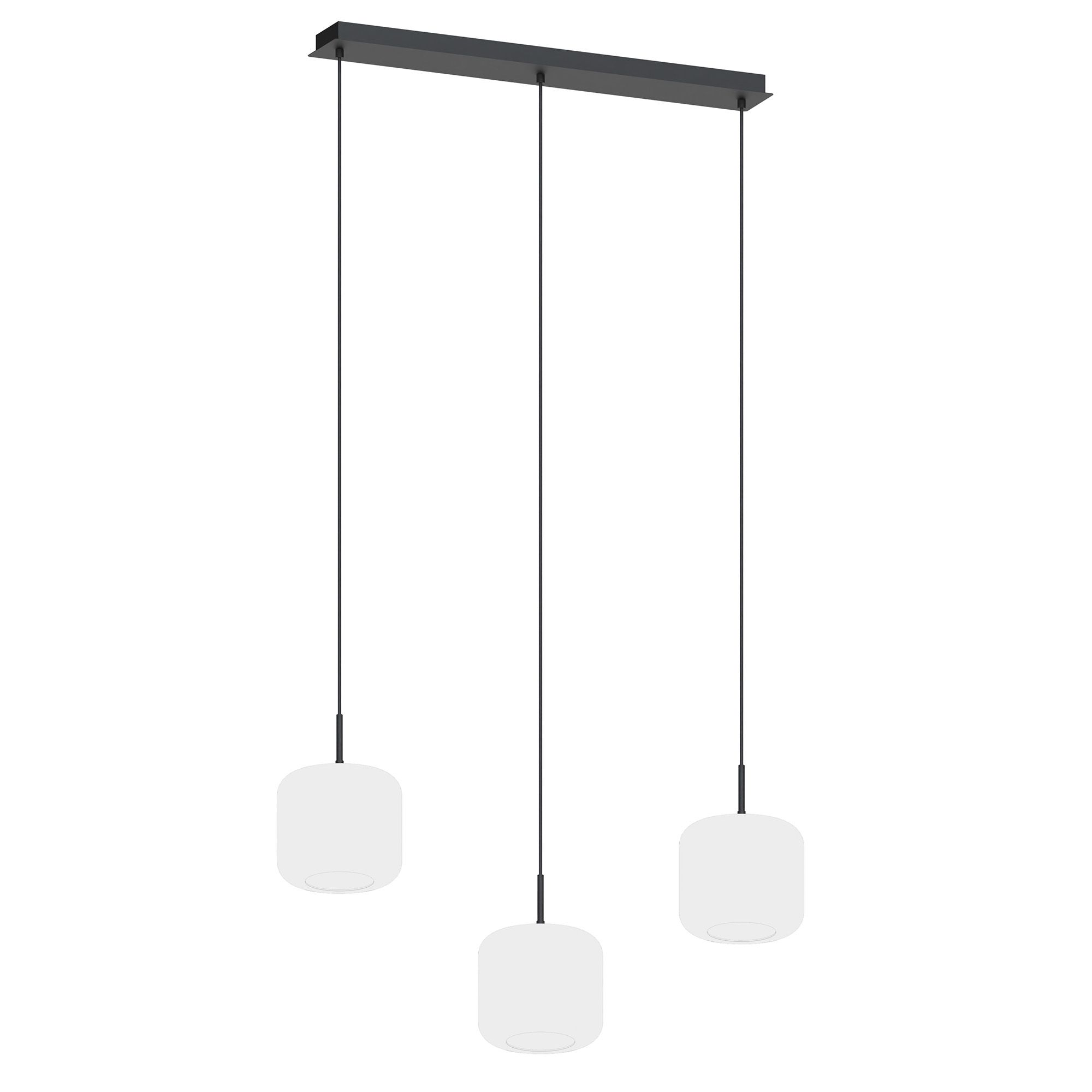 Suspension 3 lumières GIOBOLE verre strié opalin Ø18cm