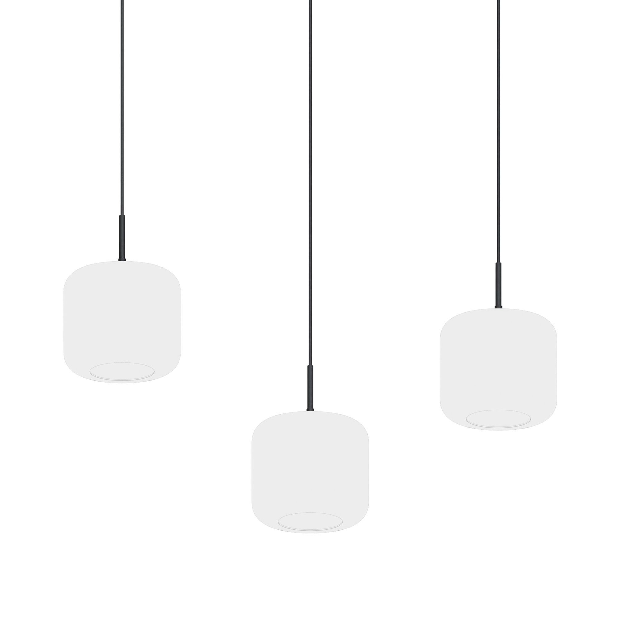 Suspension 3 lumières GIOBOLE verre strié opalin Ø18cm