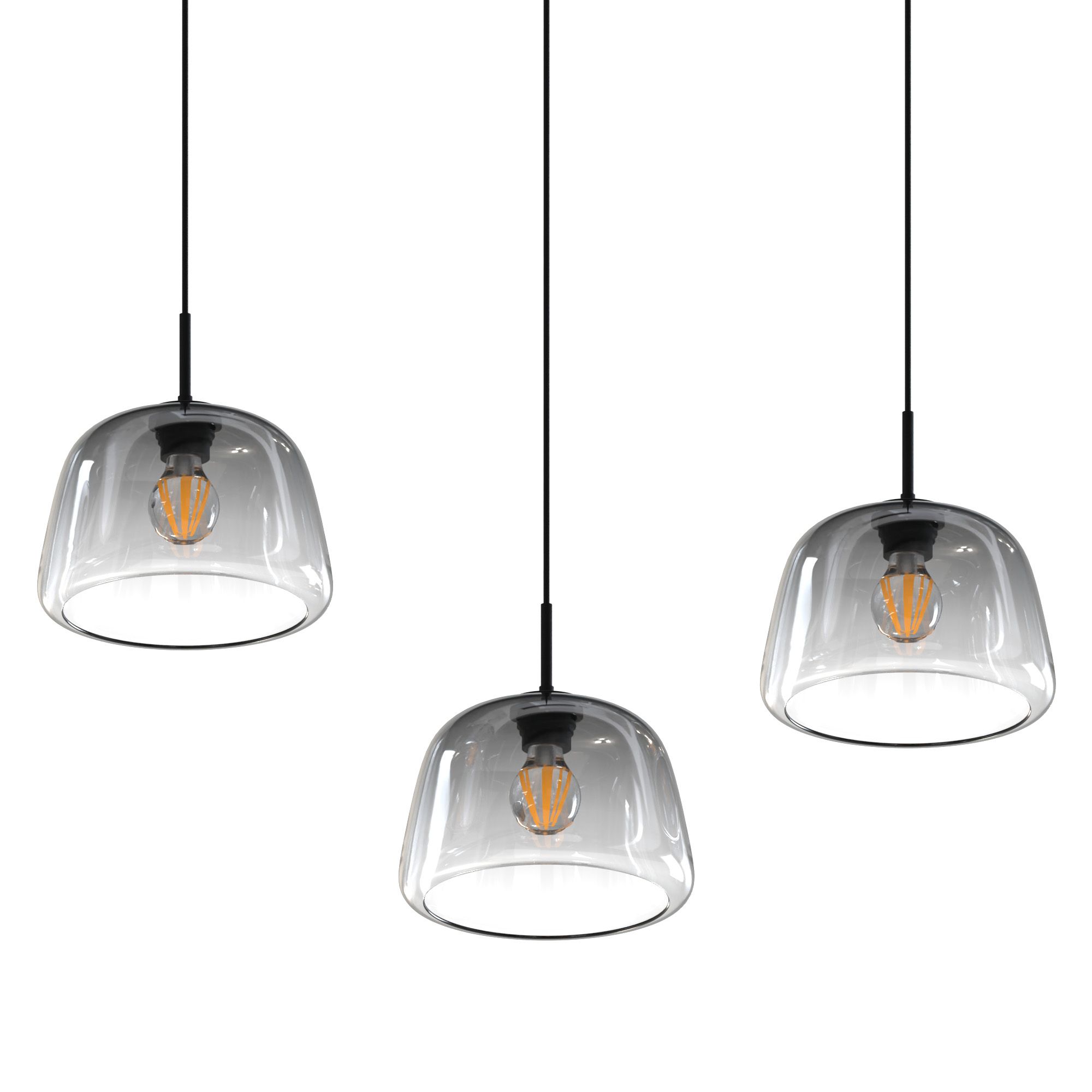 Suspension 3 lumières GIOBOLE verre fumé Ø18cm