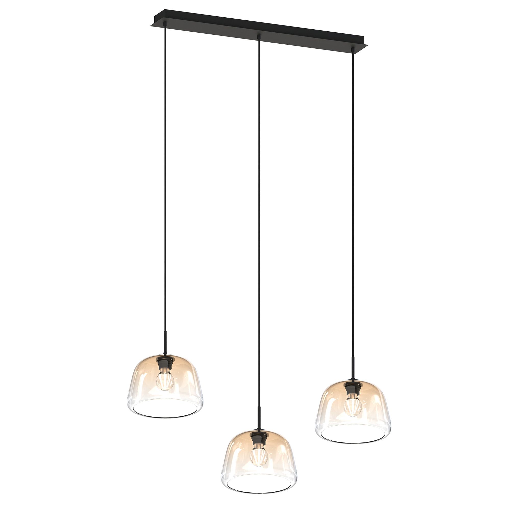 Suspension 3 lumières GIOBOLE verre ambré Ø18cm
