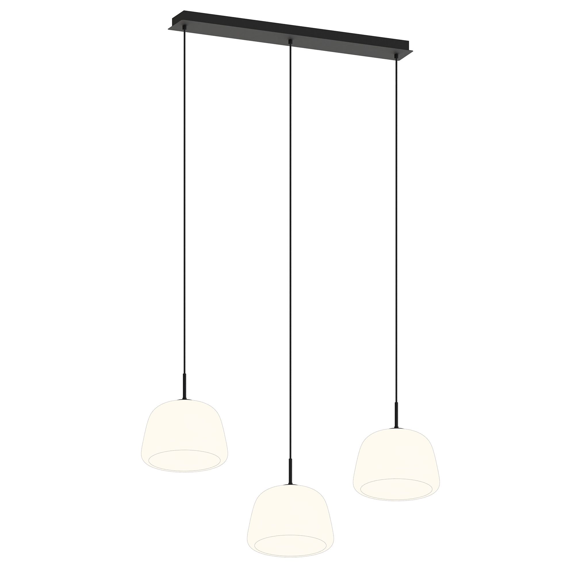 Suspension 3 lumières GIOBOLE verre opalin Ø18cm