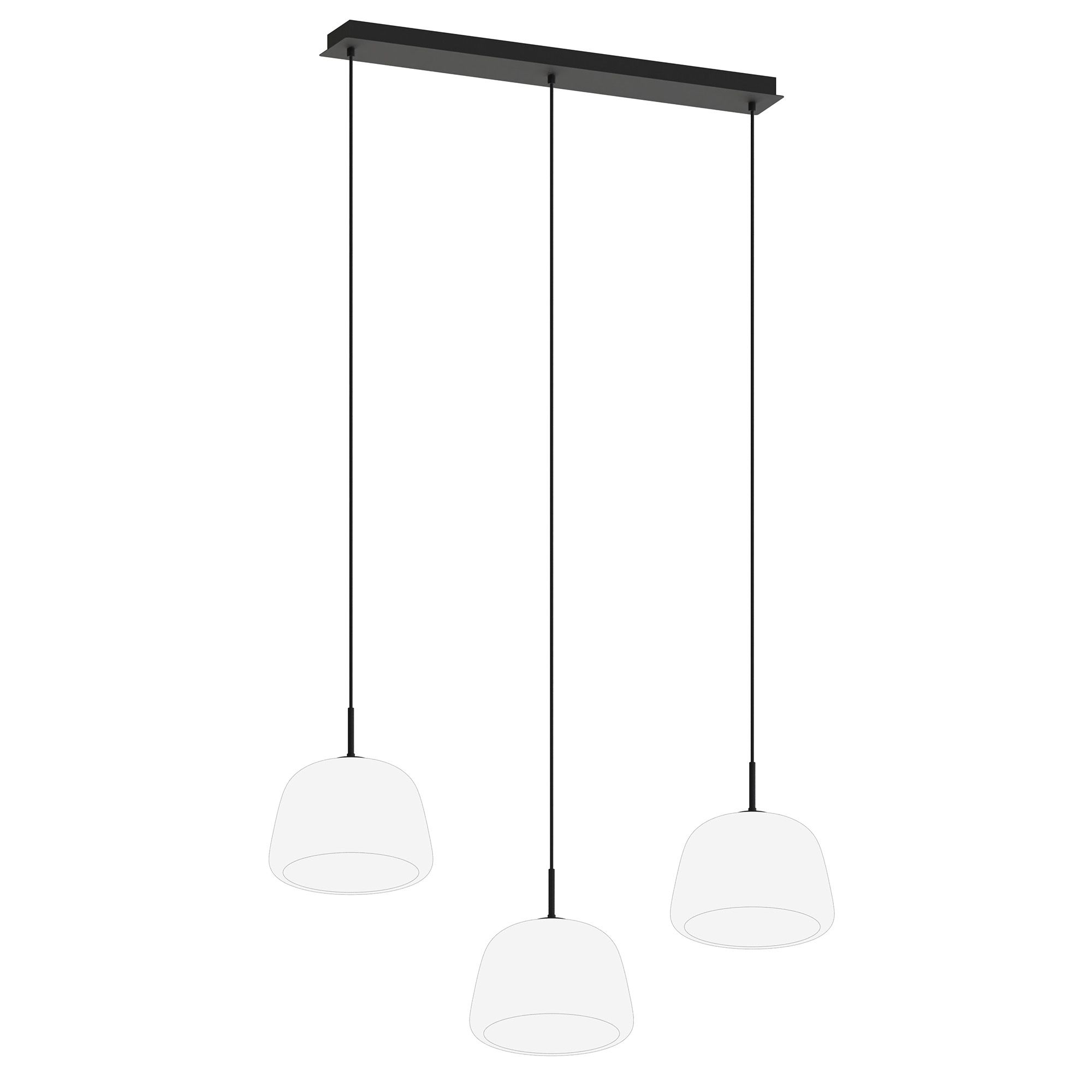 Suspension 3 lumières GIOBOLE verre opalin Ø18cm
