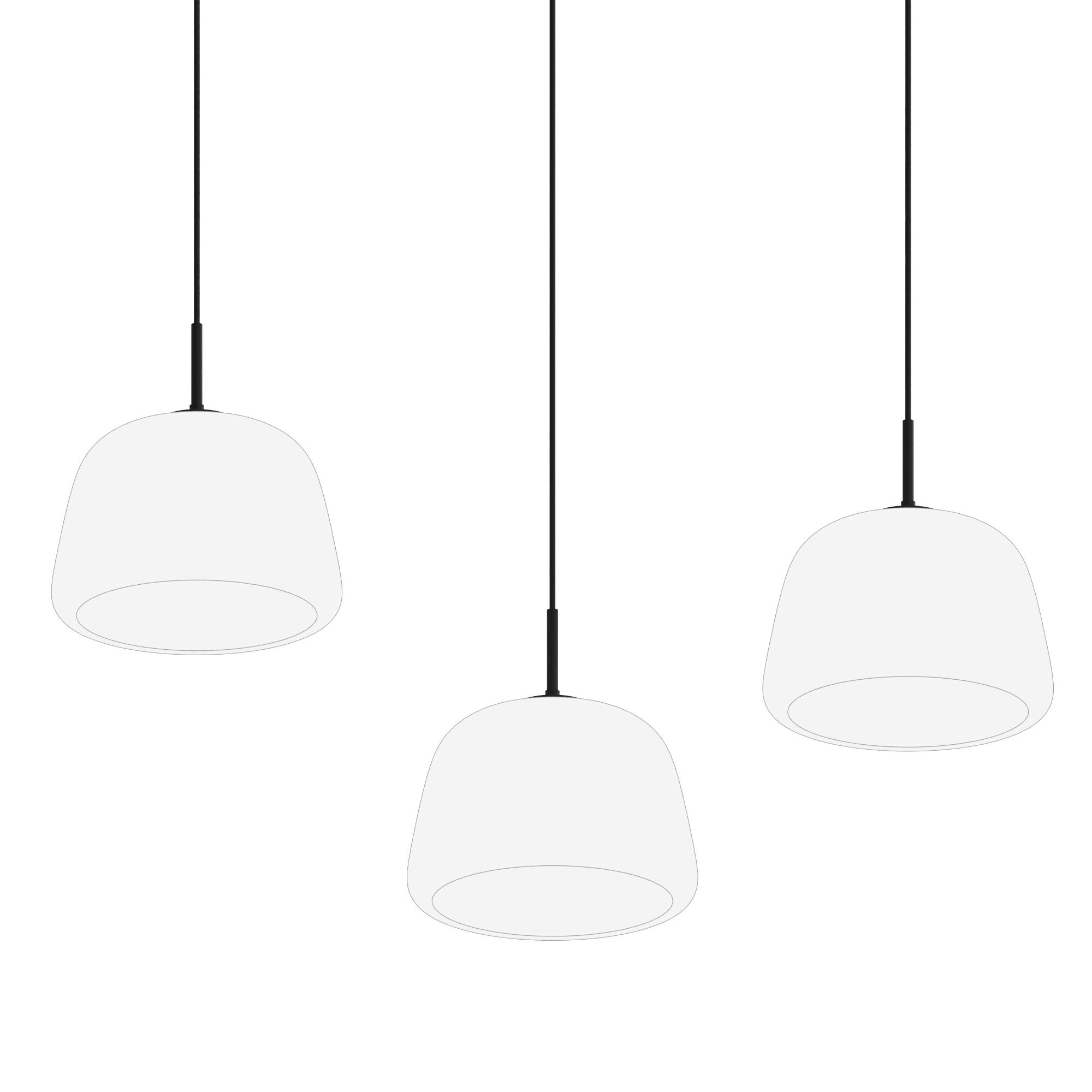 Suspension 3 lumières GIOBOLE verre opalin Ø18cm